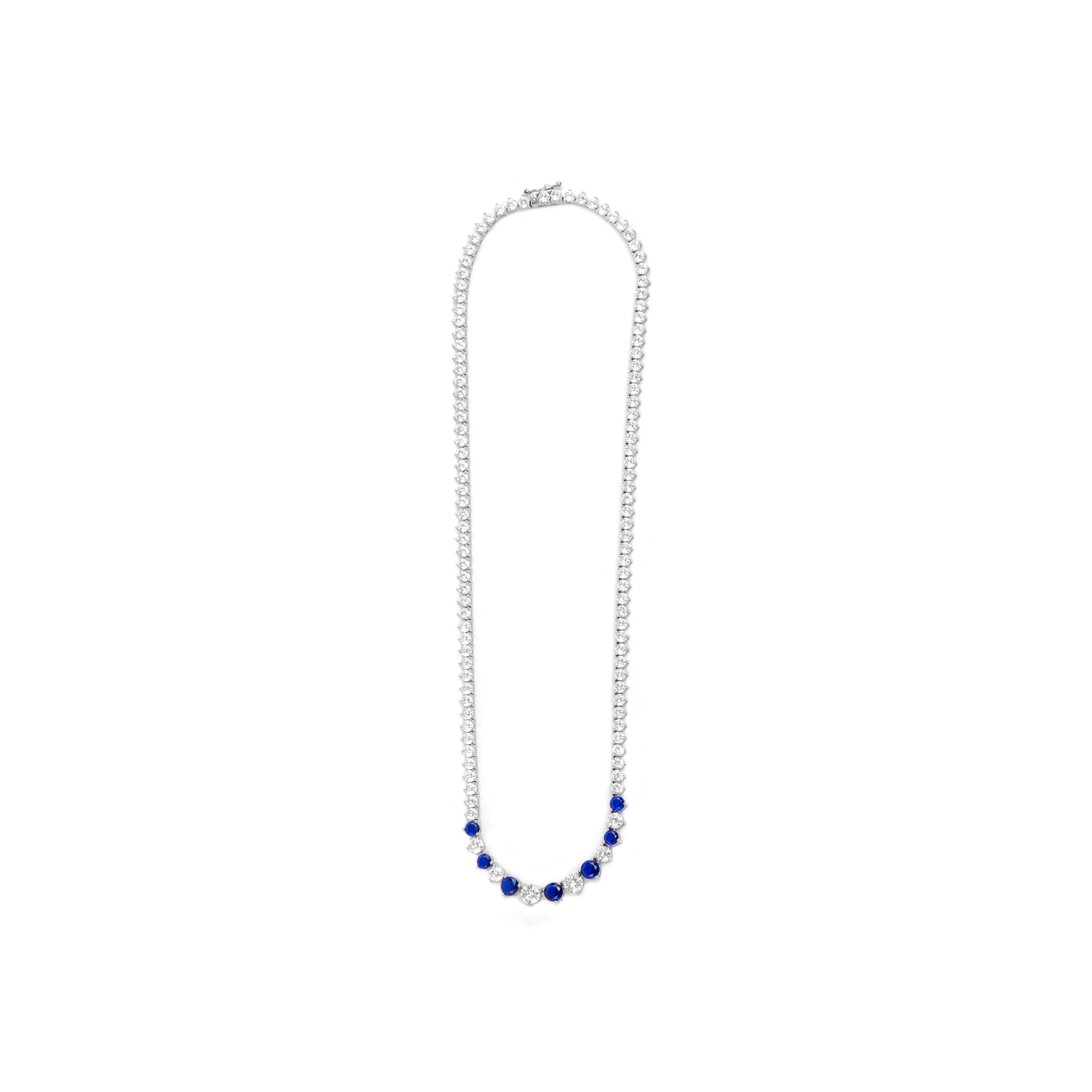 925 Sterling Silver and Sapphire Zirconia Necklace with Rhodium Finish - Niriel
