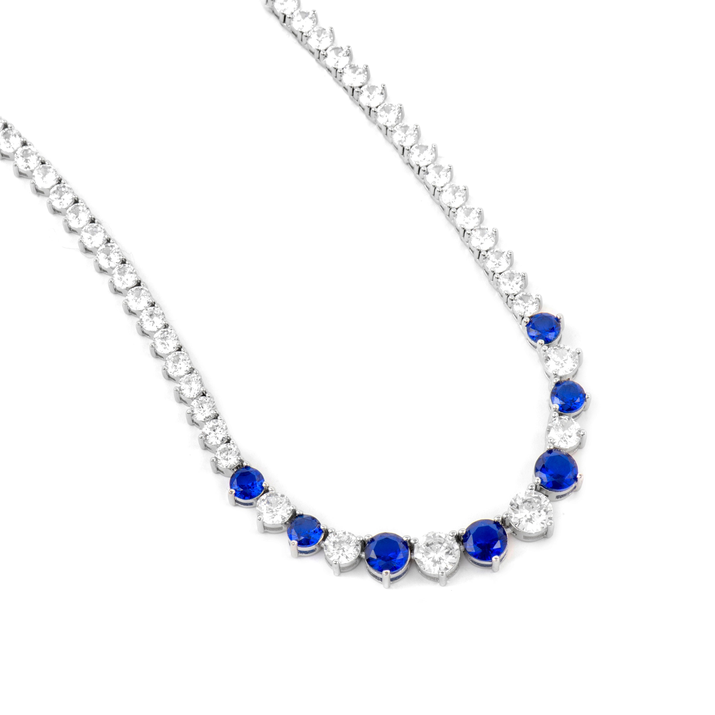 925 Sterling Silver and Sapphire Zirconia Necklace with Rhodium Finish - Niriel