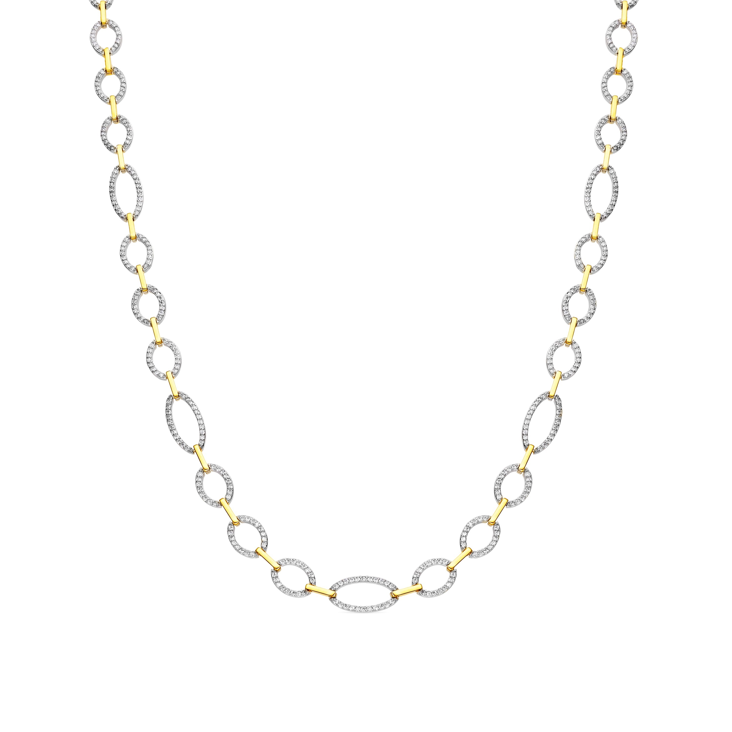 925 Sterling Silver and Brilliant Zirconia Necklace, 18k Gold Finish - Phinthe