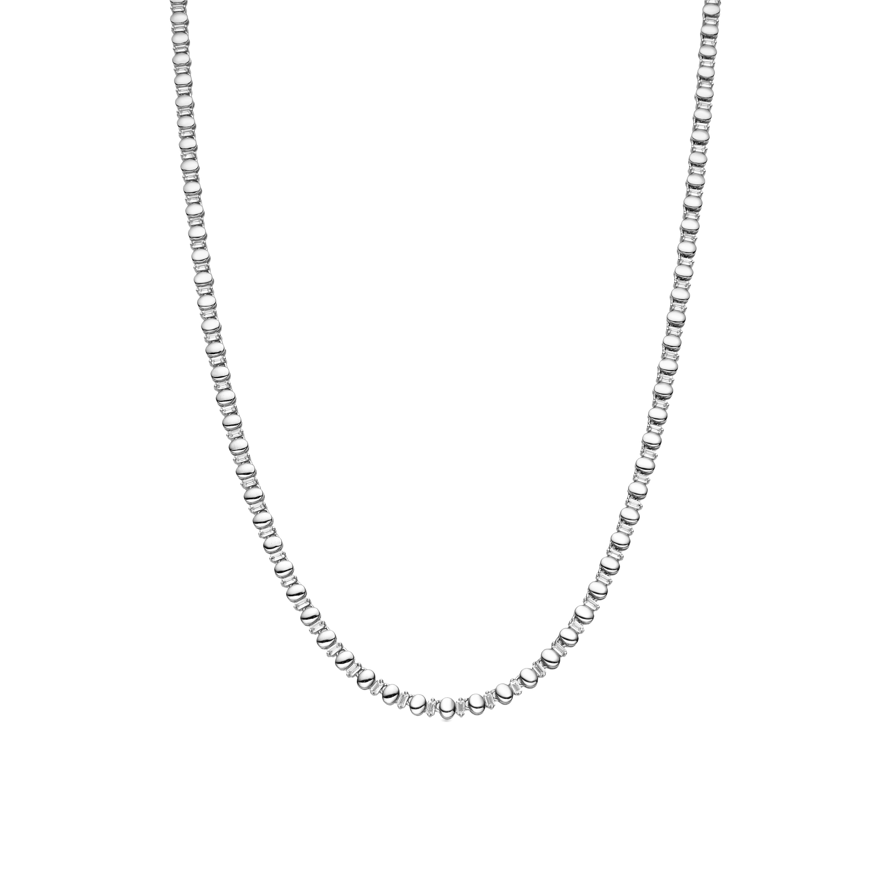 925 Sterling Silver and Brilliant Zirconia Necklace with Rhodium Finish - Hidot