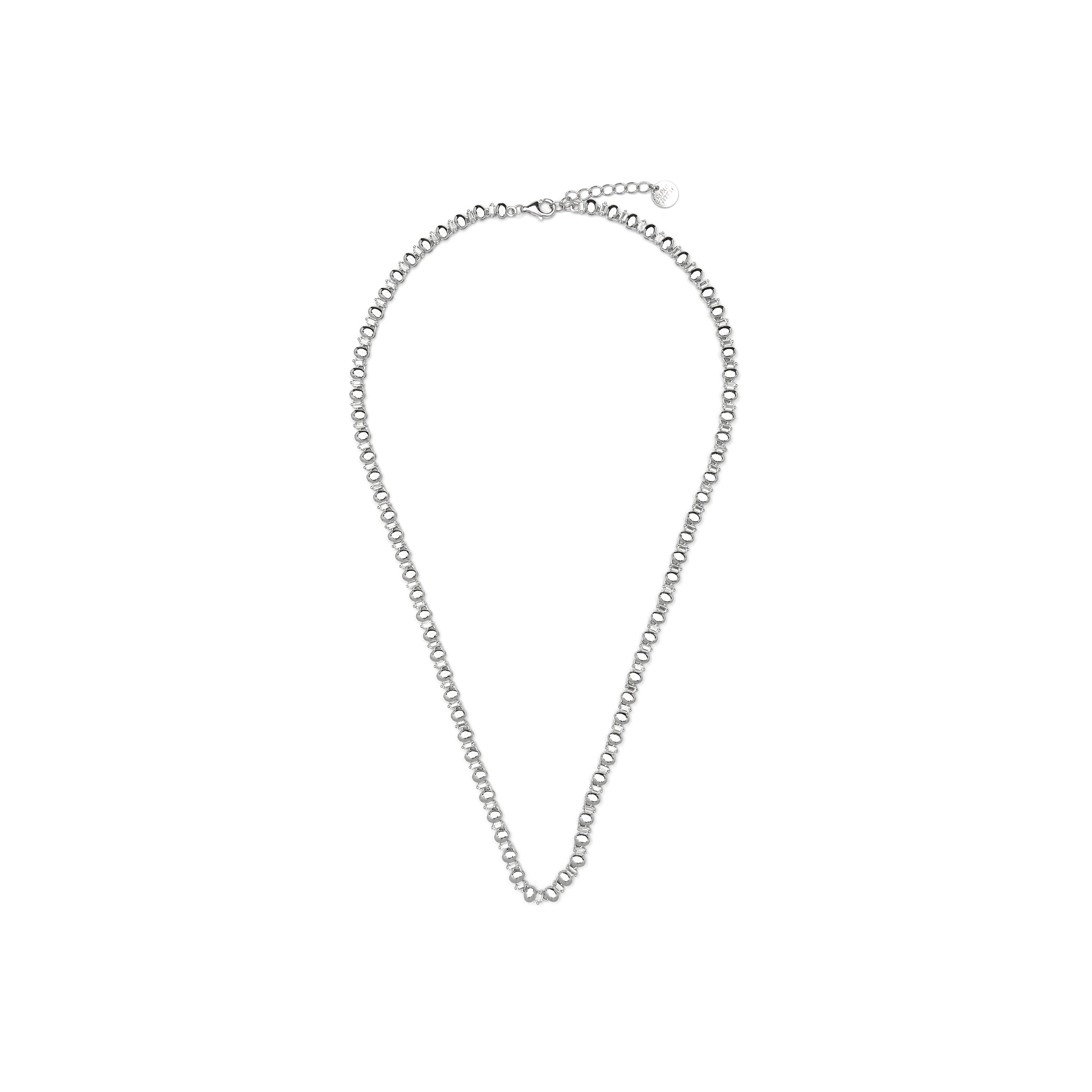 925 Sterling Silver and Brilliant Zirconia Bracelet with Rhodium Finish - Hidot