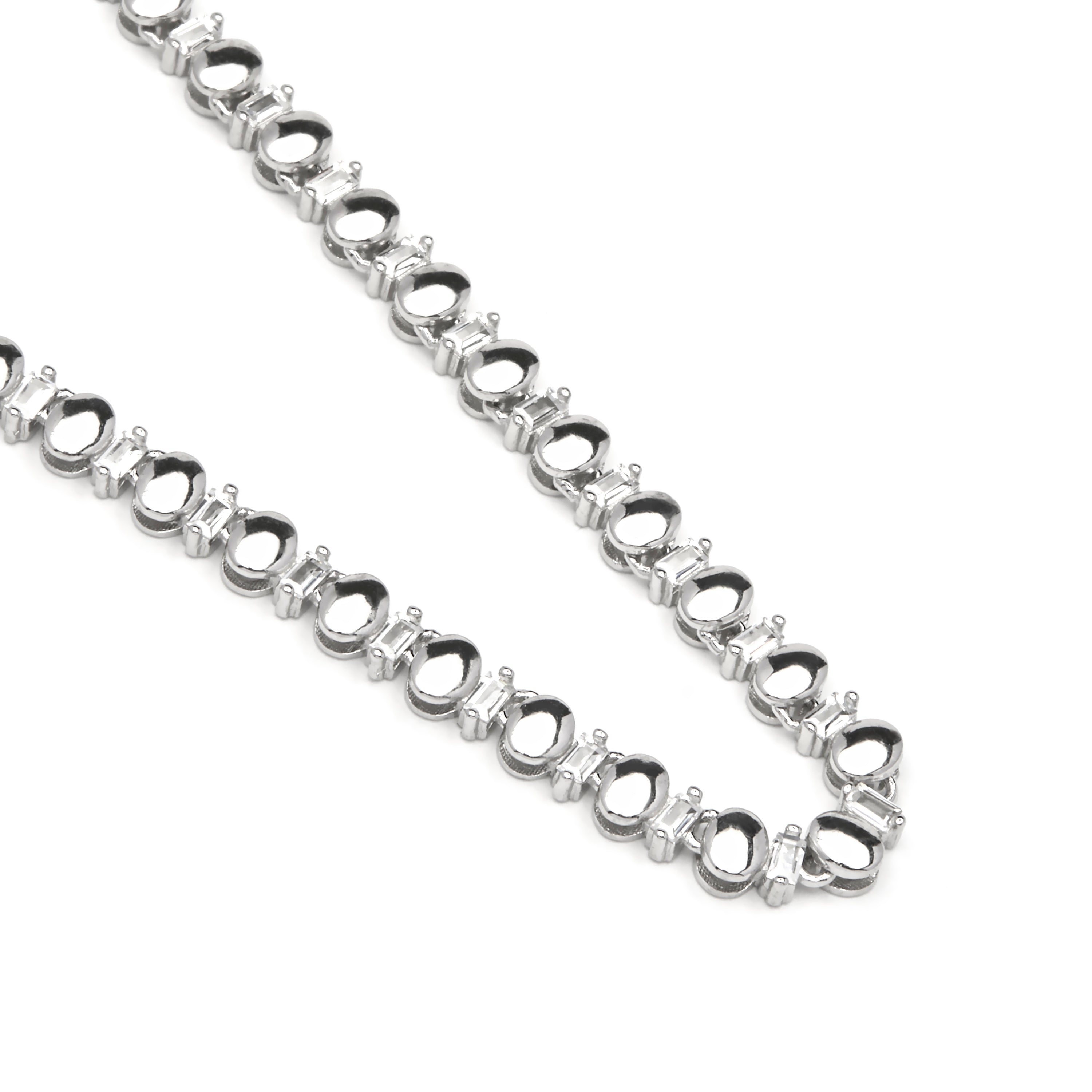 925 Sterling Silver and Brilliant Zirconia Bracelet with Rhodium Finish - Hidot