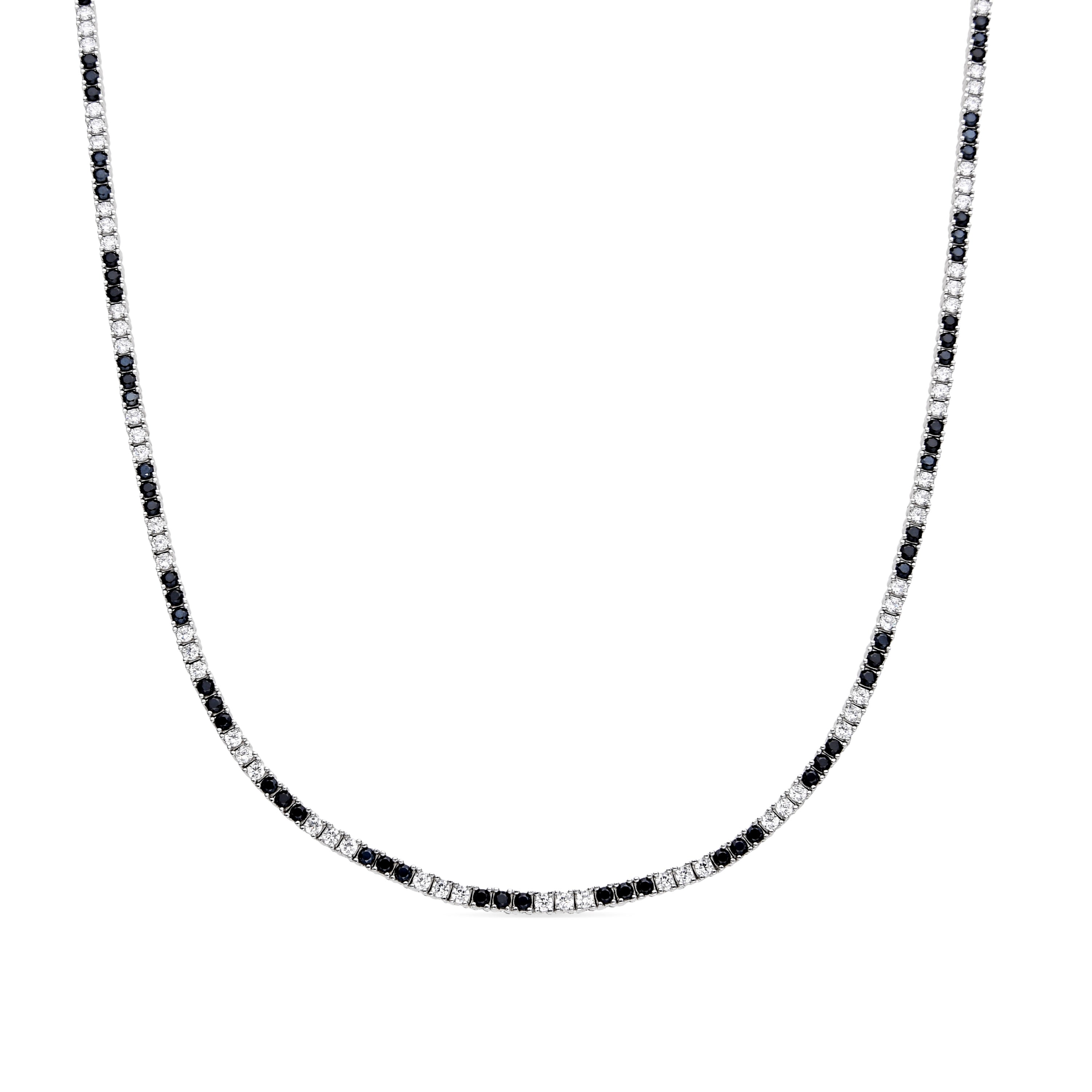 925 Sterling Silver and Onyx Zirconia Necklace with Rhodium Finish - Tahu