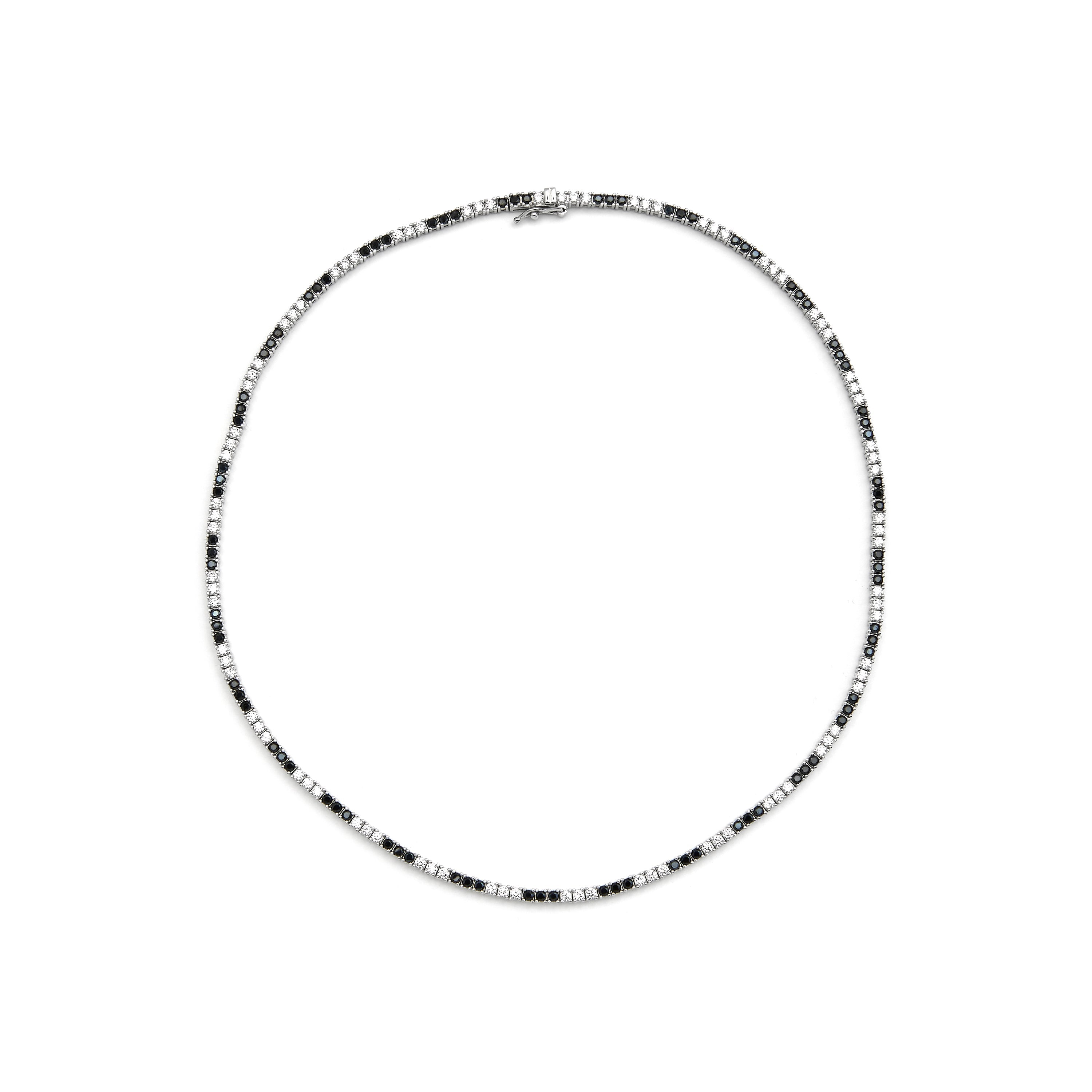 Collar de Plata de Ley 925 y Circonita Onix acabado en rodio - Tahu