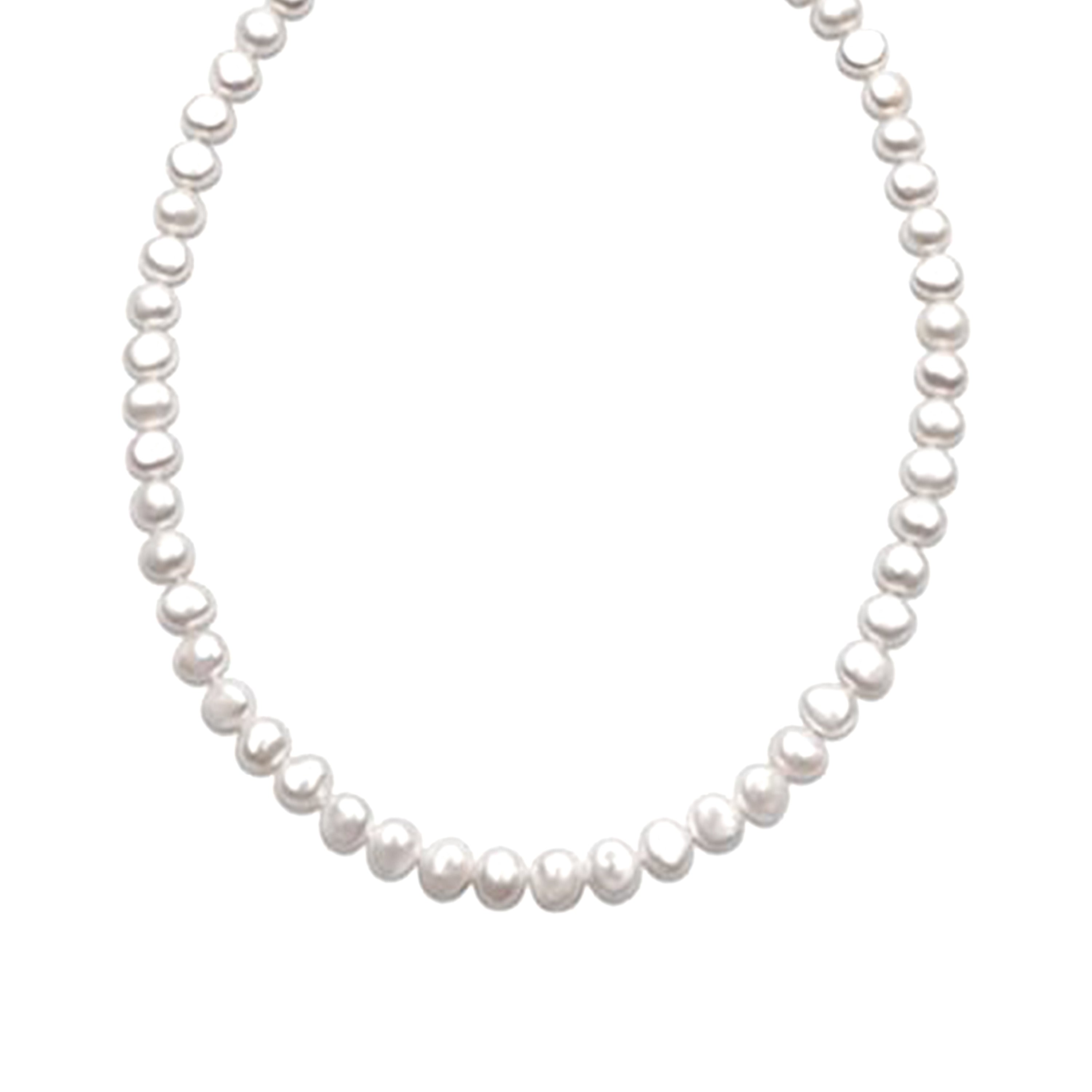 925 Sterling Silver Necklace with White Pearl Finished in 18K Yellow Gold - Kipepeo