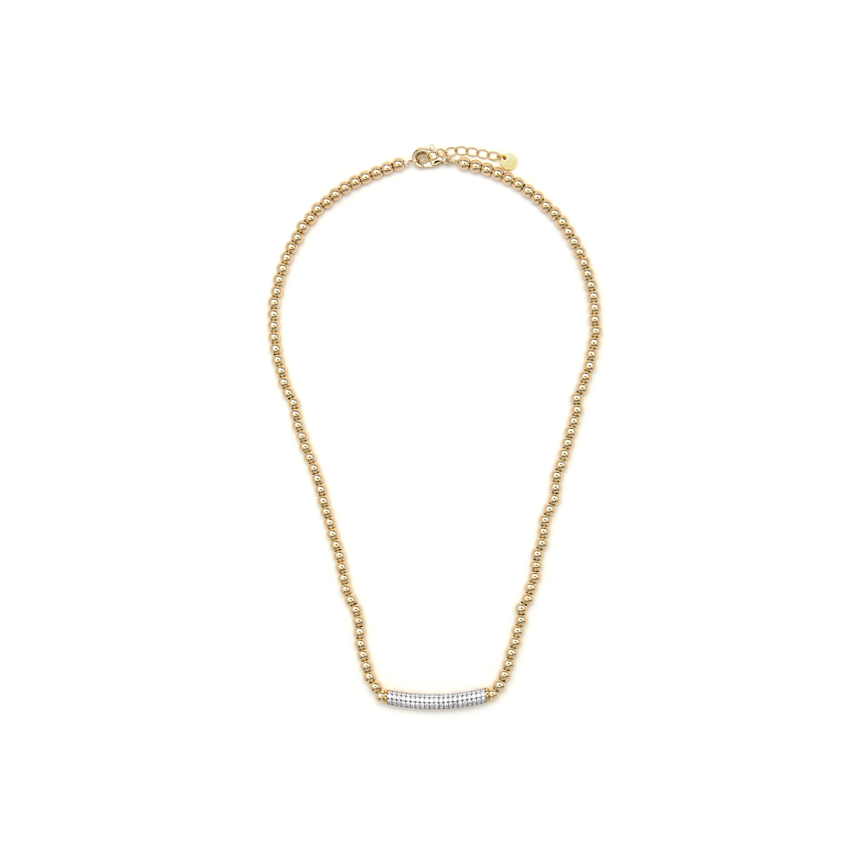 18k yellow gold-plated necklace with brilliant zirconia - Basfri