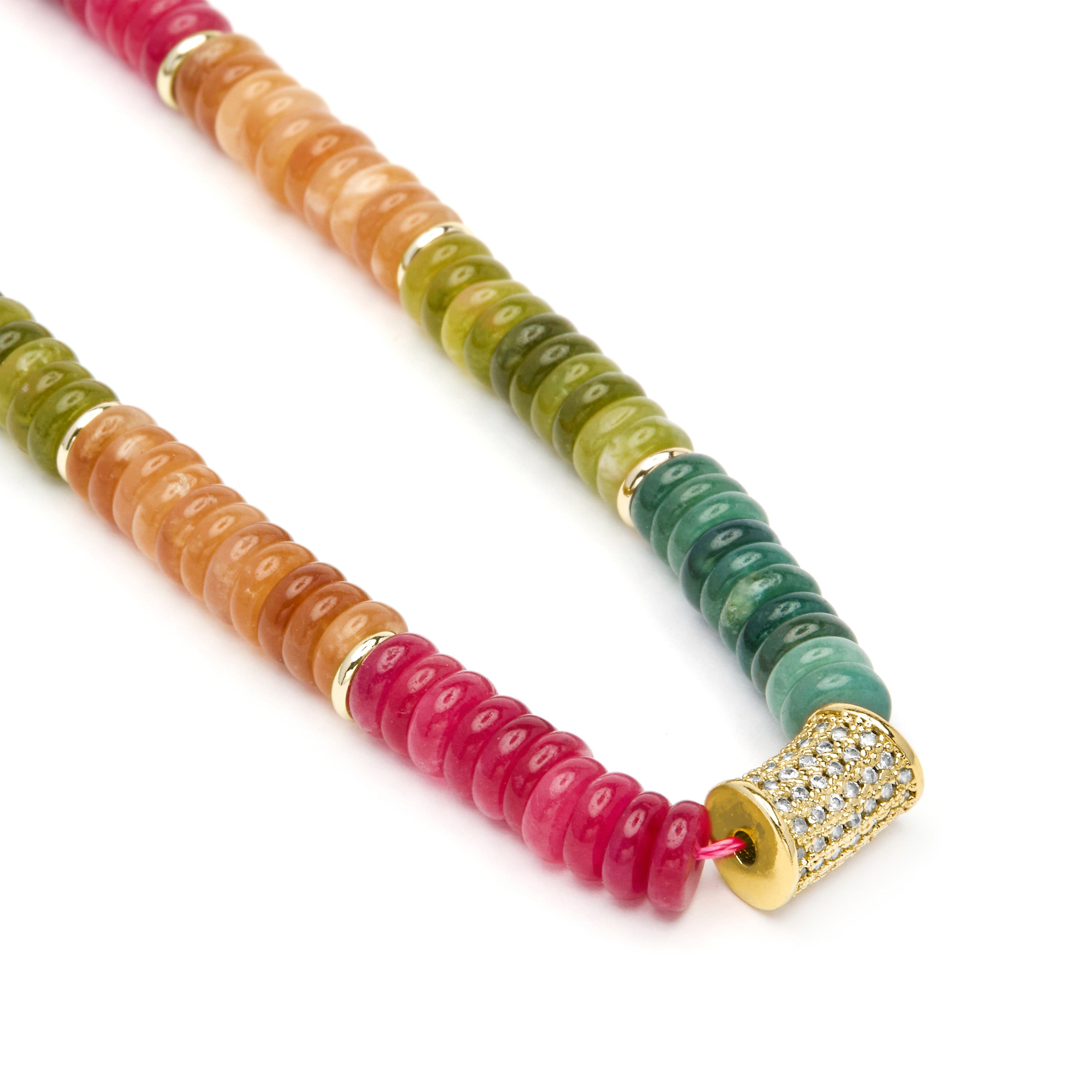 925 Sterling Silver and Multicolor Tourmaline Necklace with 18k Yellow Gold Finish - Megro