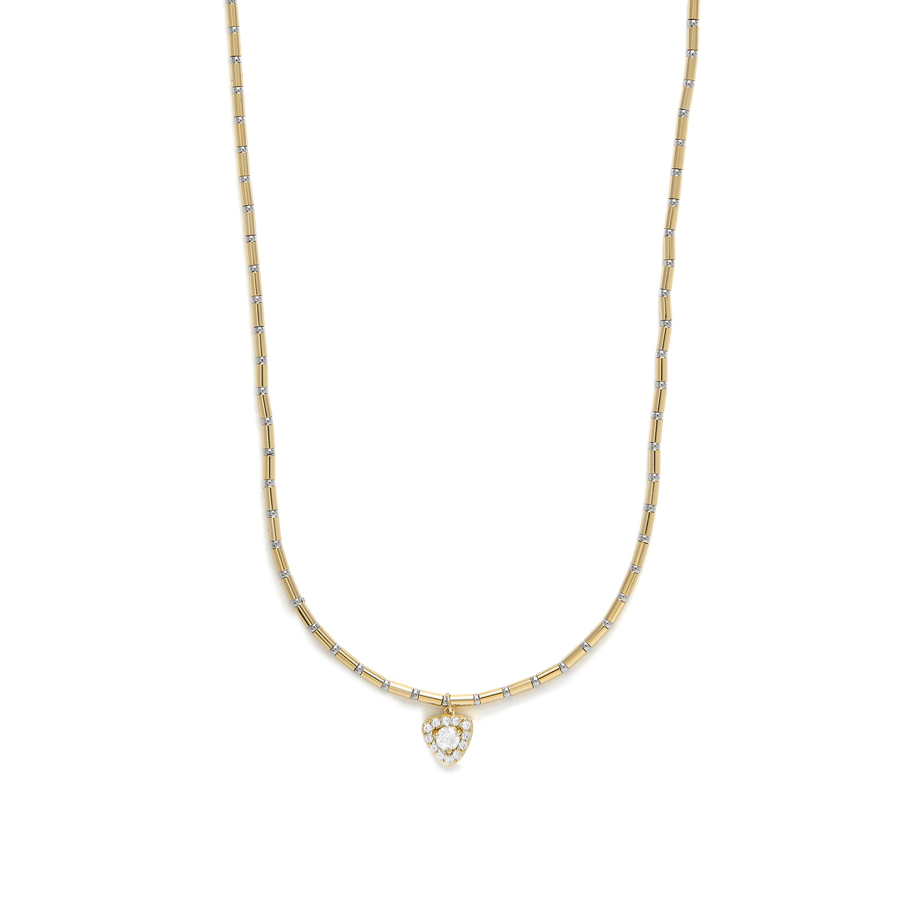 Sterling Silver 925 and Brilliant Zircon Necklace with 18k yellow gold finish - Aldra