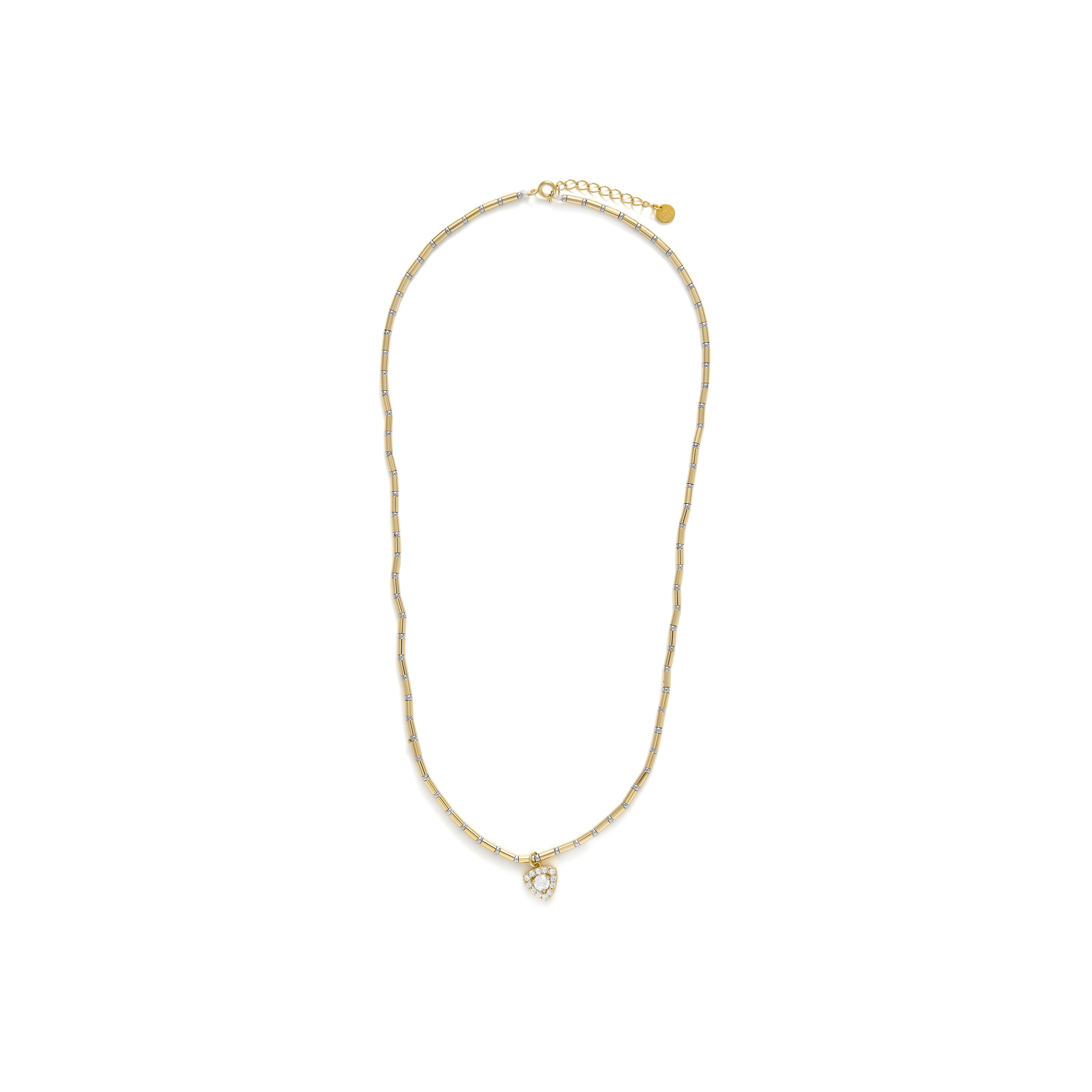 Sterling Silver 925 and Brilliant Zircon Necklace with 18k yellow gold finish - Aldra