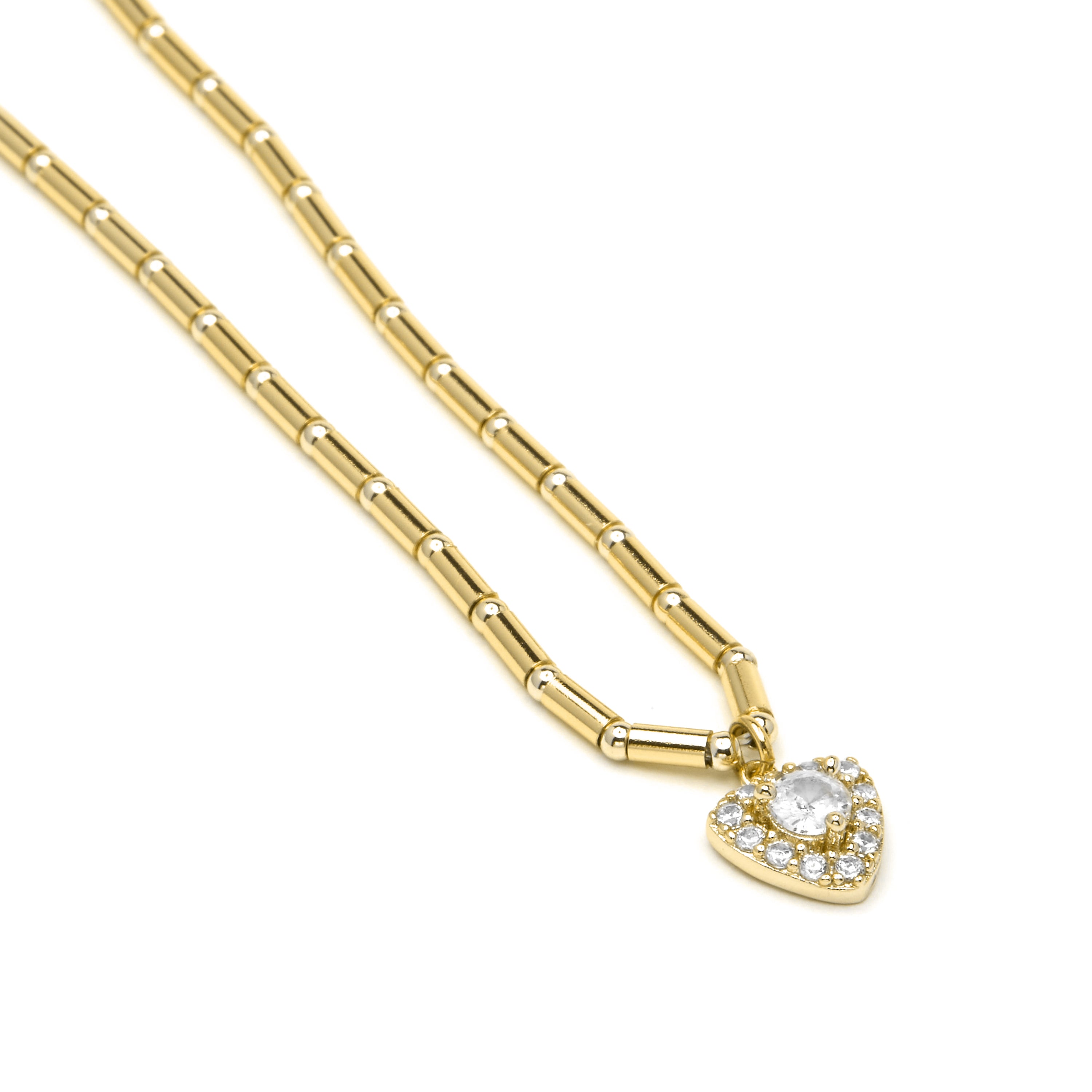 Sterling Silver 925 and Brilliant Zircon Necklace with 18k yellow gold finish - Aldra