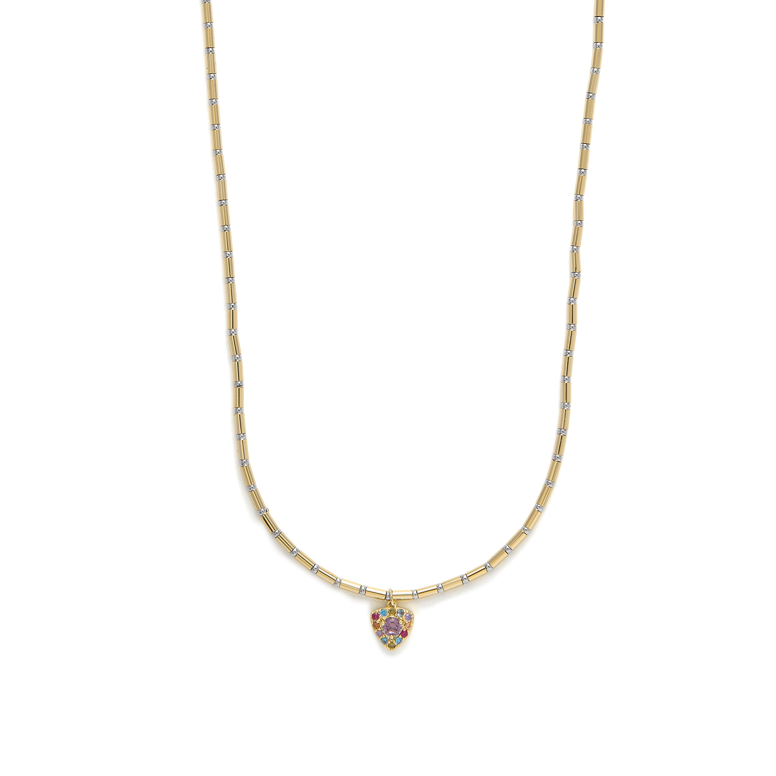 18k yellow gold plated 925 Sterling Silver and Multicolor Zircon Necklace - Aldra
