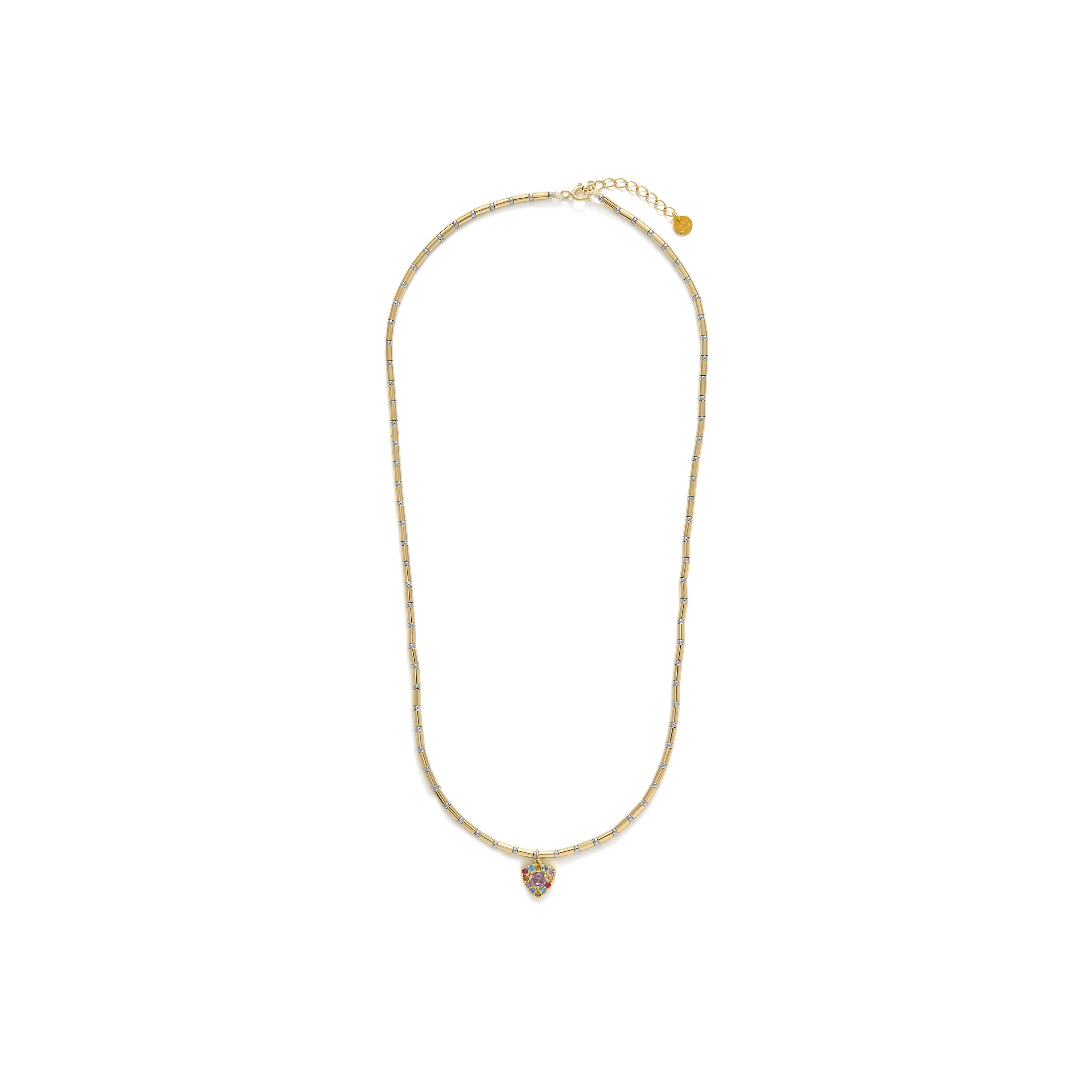 18k yellow gold plated 925 Sterling Silver and Multicolor Zircon Necklace - Aldra