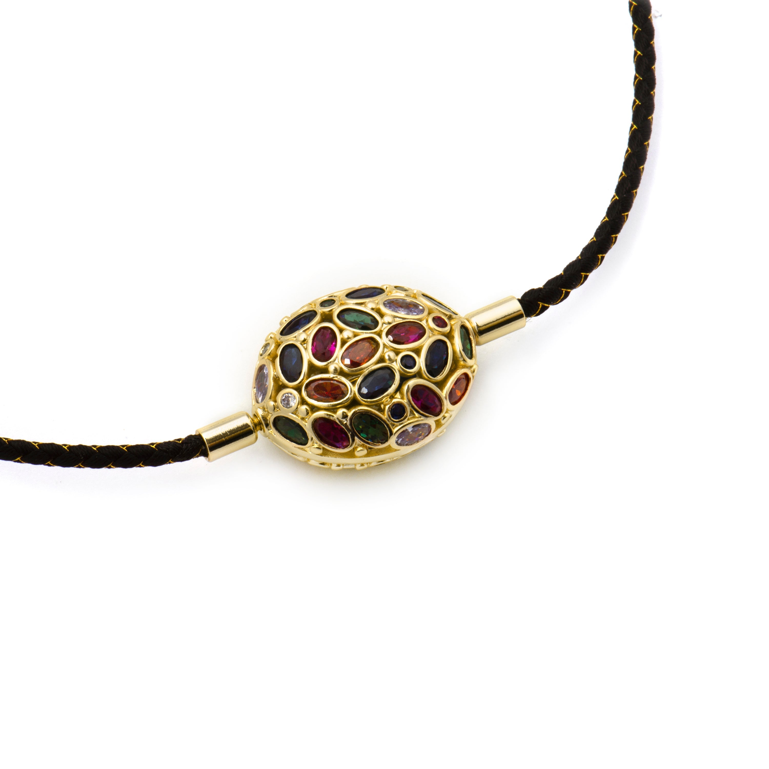 925 Sterling Silver and Multicolor Zirconia Necklace with 18k Yellow Gold Finish - Milkio