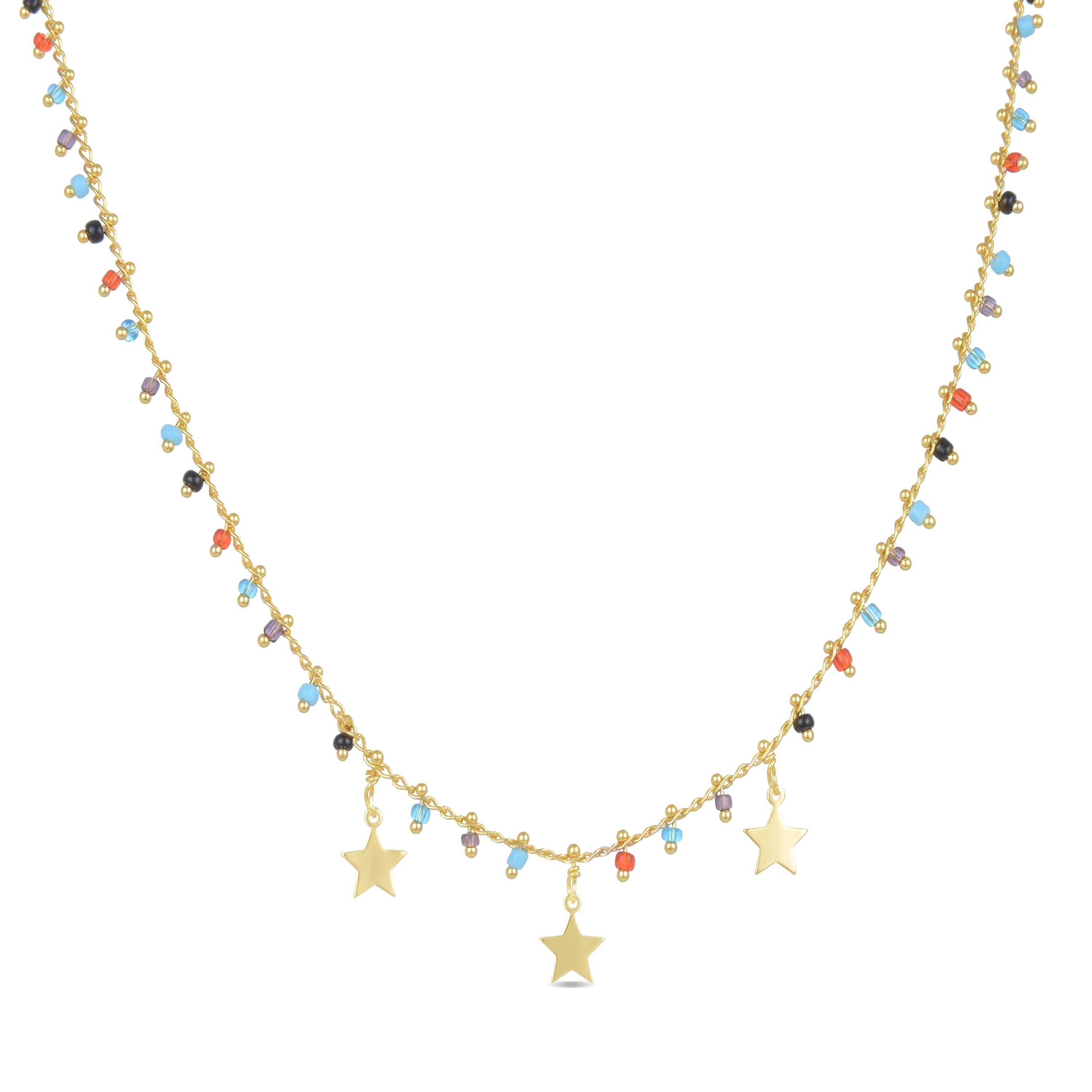 925 Sterling Silver Necklace with Multicolor Hydrothermal Quartz Finished in 18K Yellow Gold - Beos