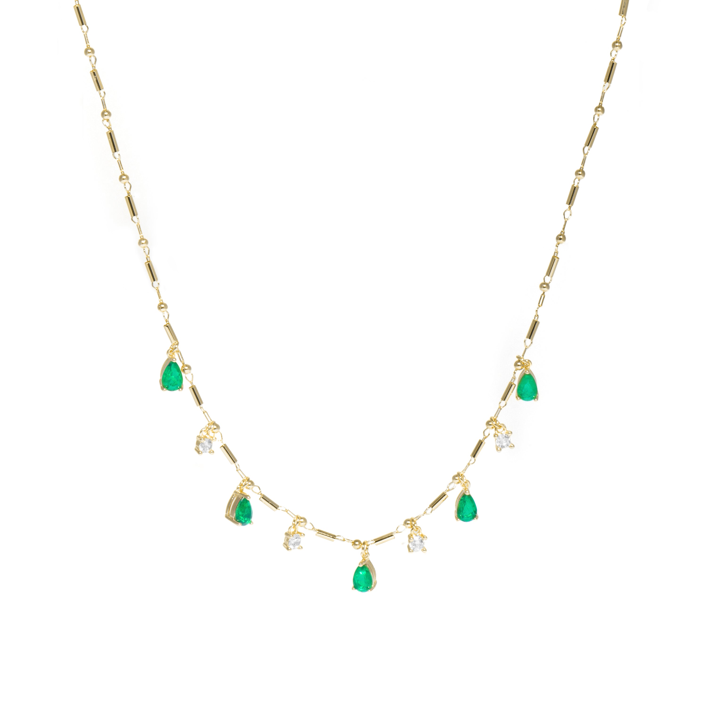925 Sterling Silver and Paraiba Green Hydrothermal Quartz Necklace with 18k Yellow Gold Finish - Lakrom