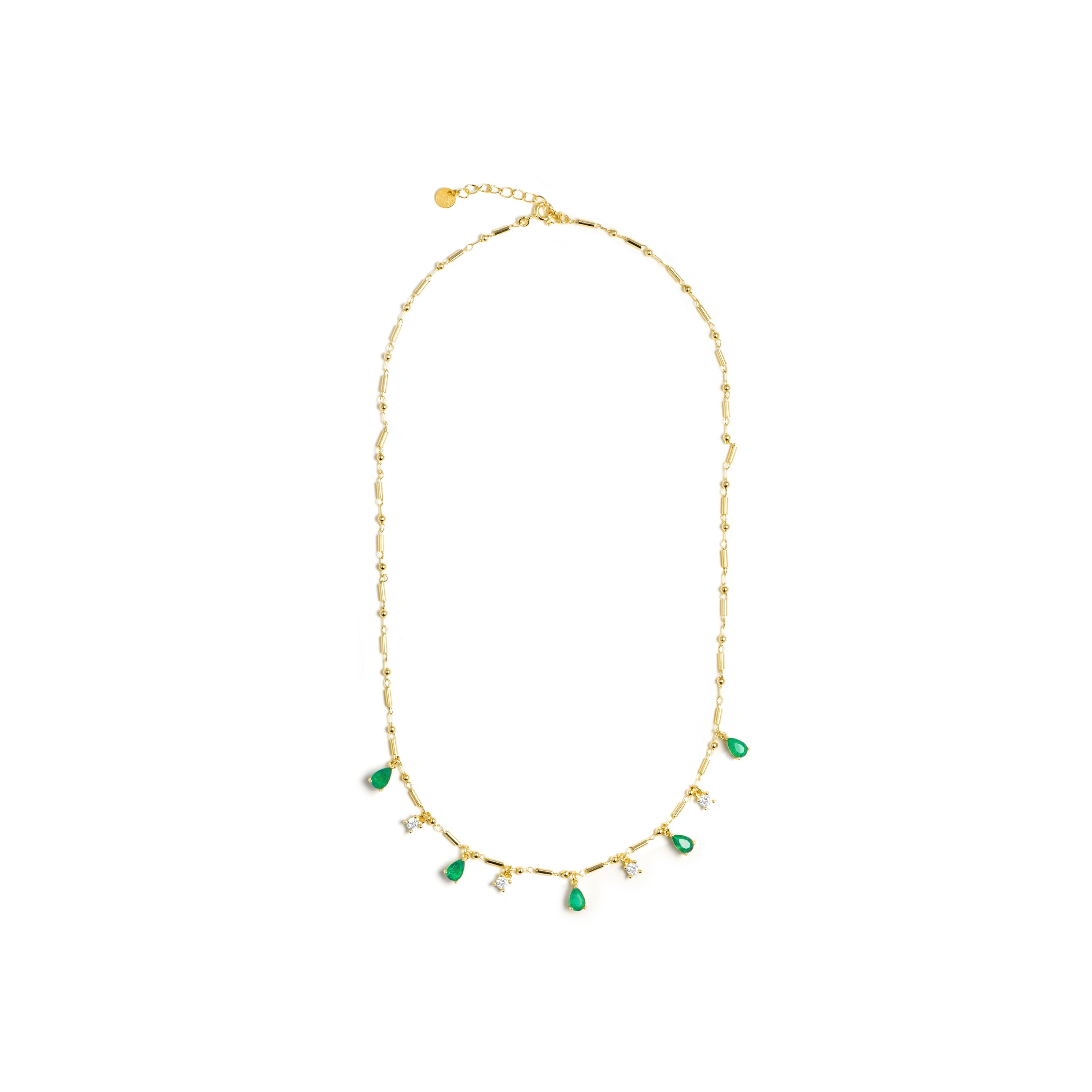 Collar de Plata de Ley 925 y Cuarzo Hidrotermal Verde Paraiba acabado en oro amarillo 18k - Lakrom
