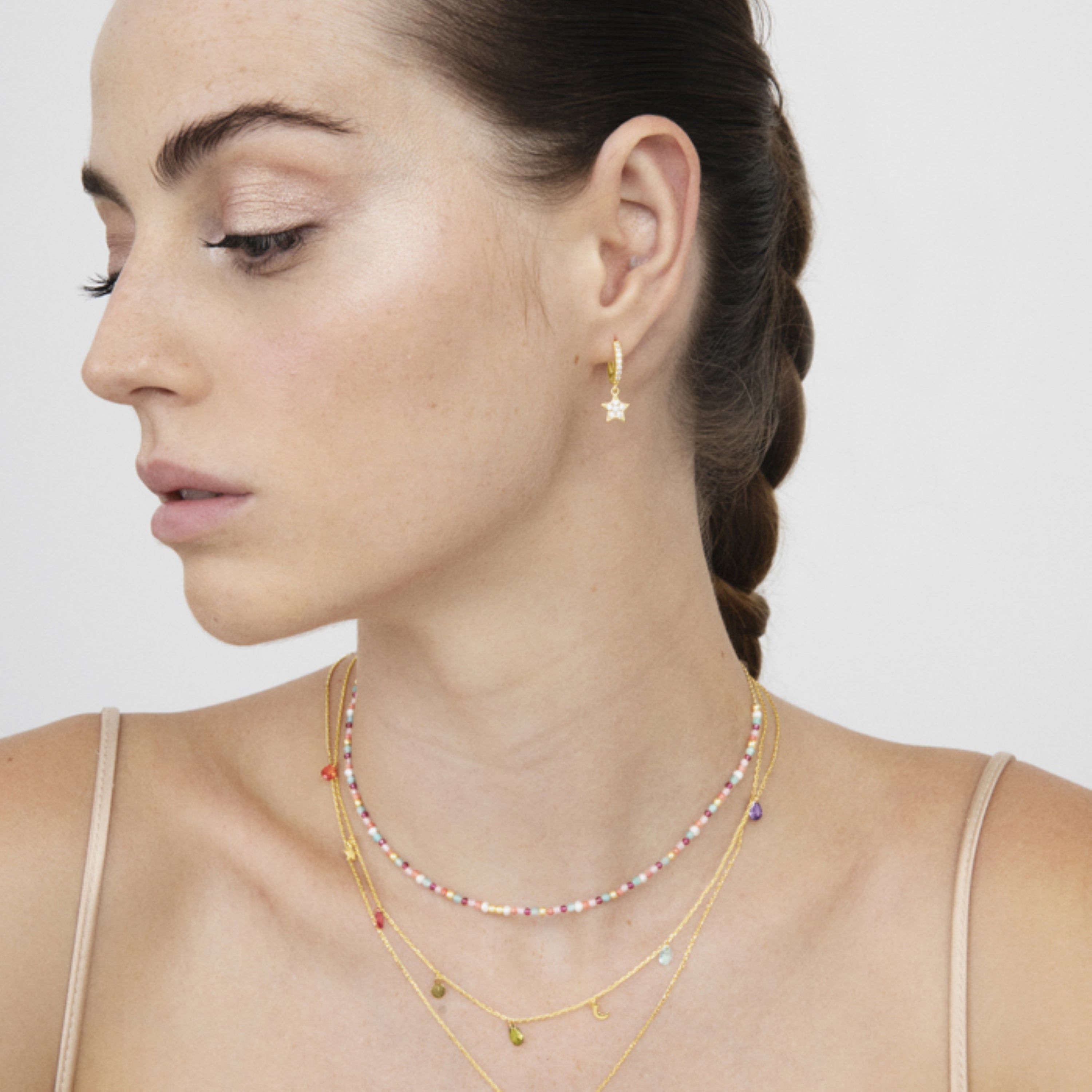 Collar de Plata de Ley 925 con Cuarzo Hidrotermal Naranja acabado en oro amarillo 18K - Asvorg
