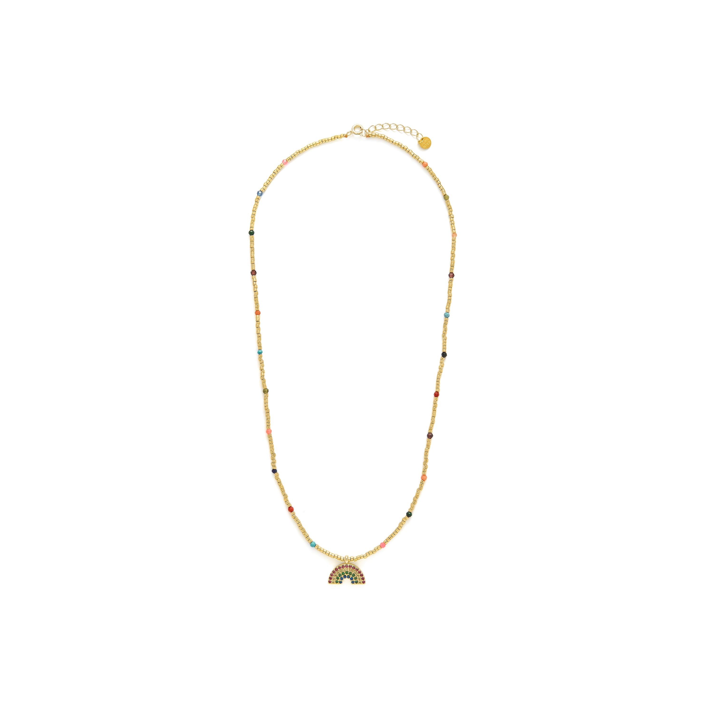 Collar de Plata de Ley 925 y Circonita Multicolor acabado en oro amarillo 18k - Nivart