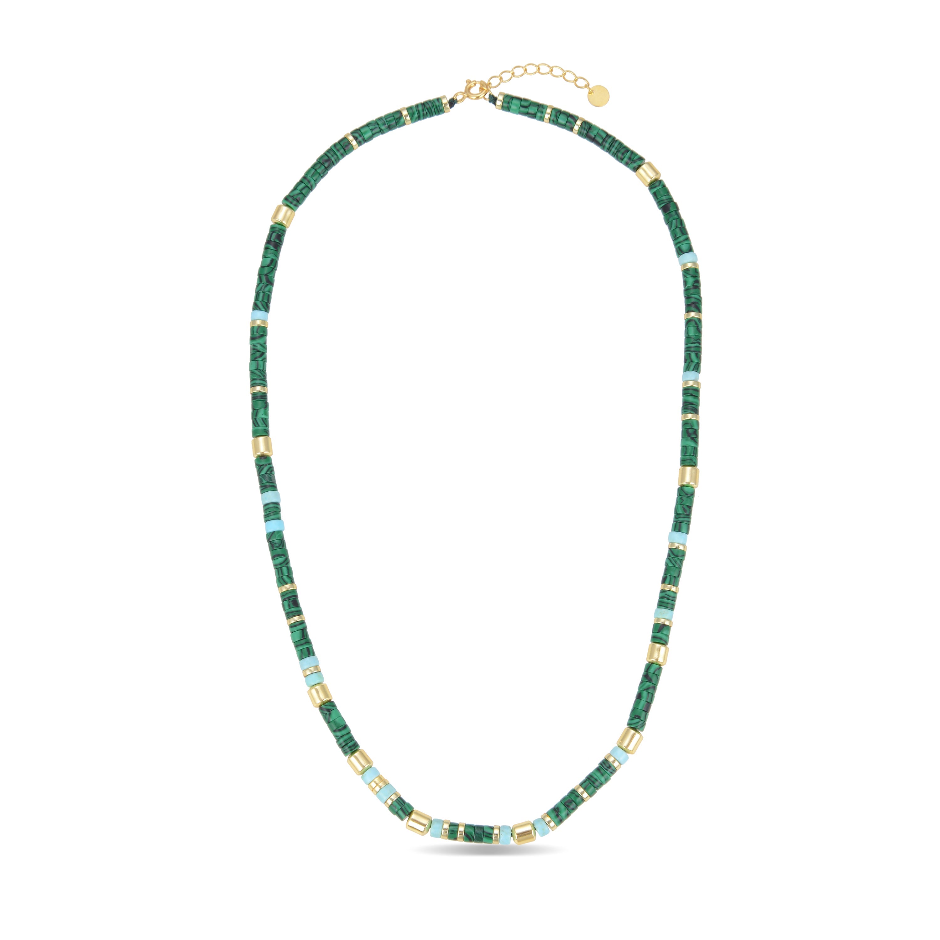 925 Sterling Silver Necklace with Malachite Finished in 18K Yellow Gold - Ihun