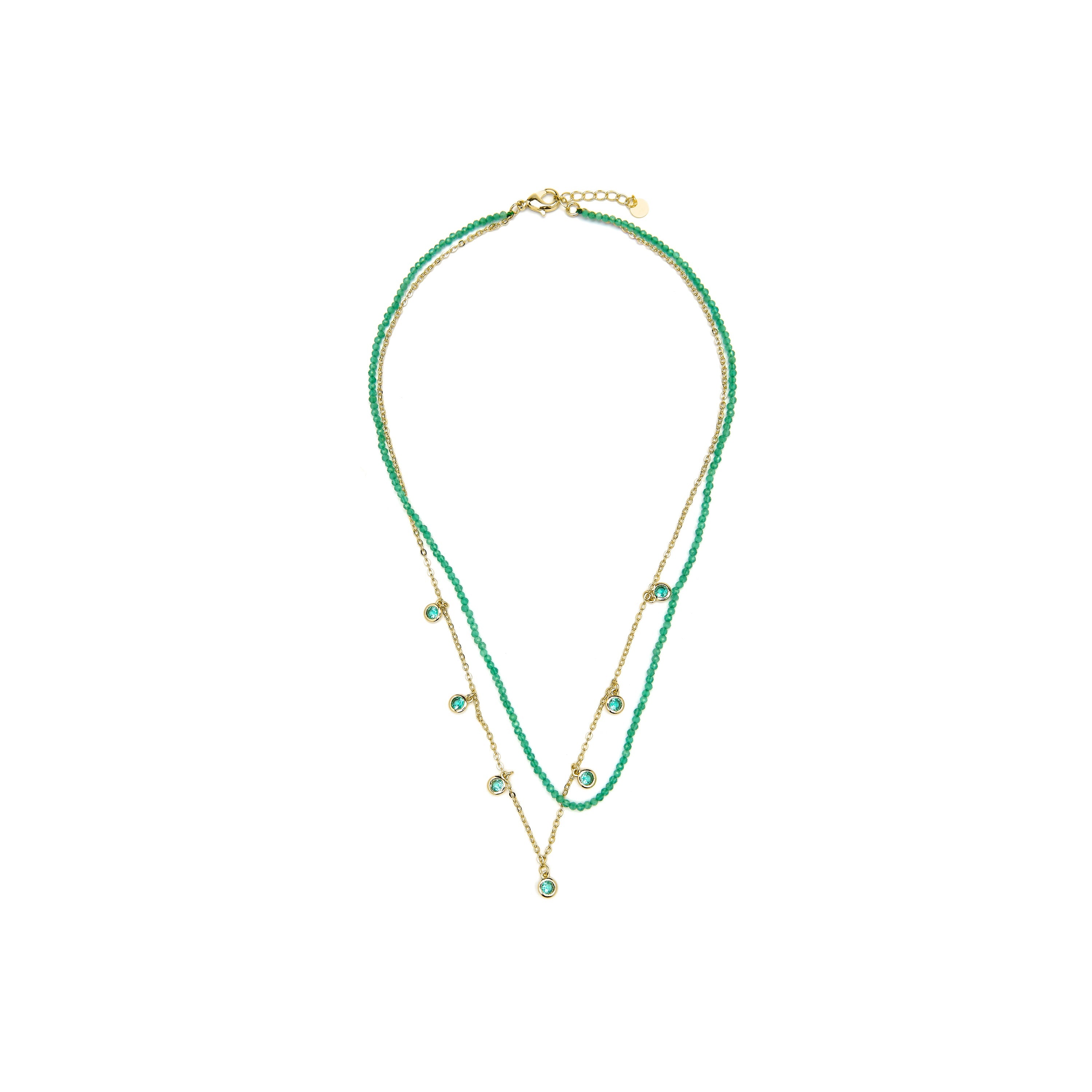 Colar em Prata Esterlina 925 com Zircônia Esmeralda e acabamento em ouro amarelo 18k - Zaru