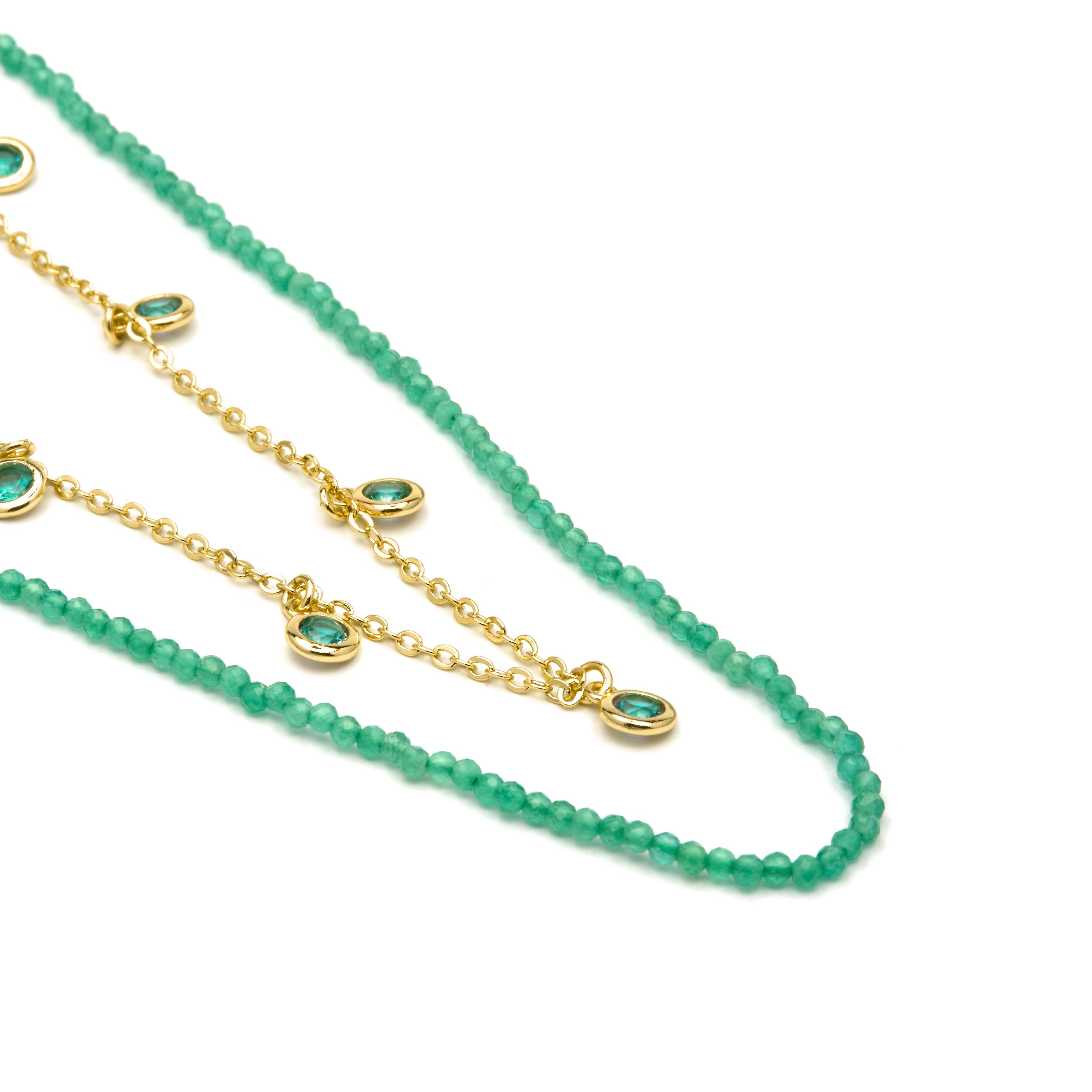 Colar em Prata Esterlina 925 com Zircônia Esmeralda e acabamento em ouro amarelo 18k - Zaru
