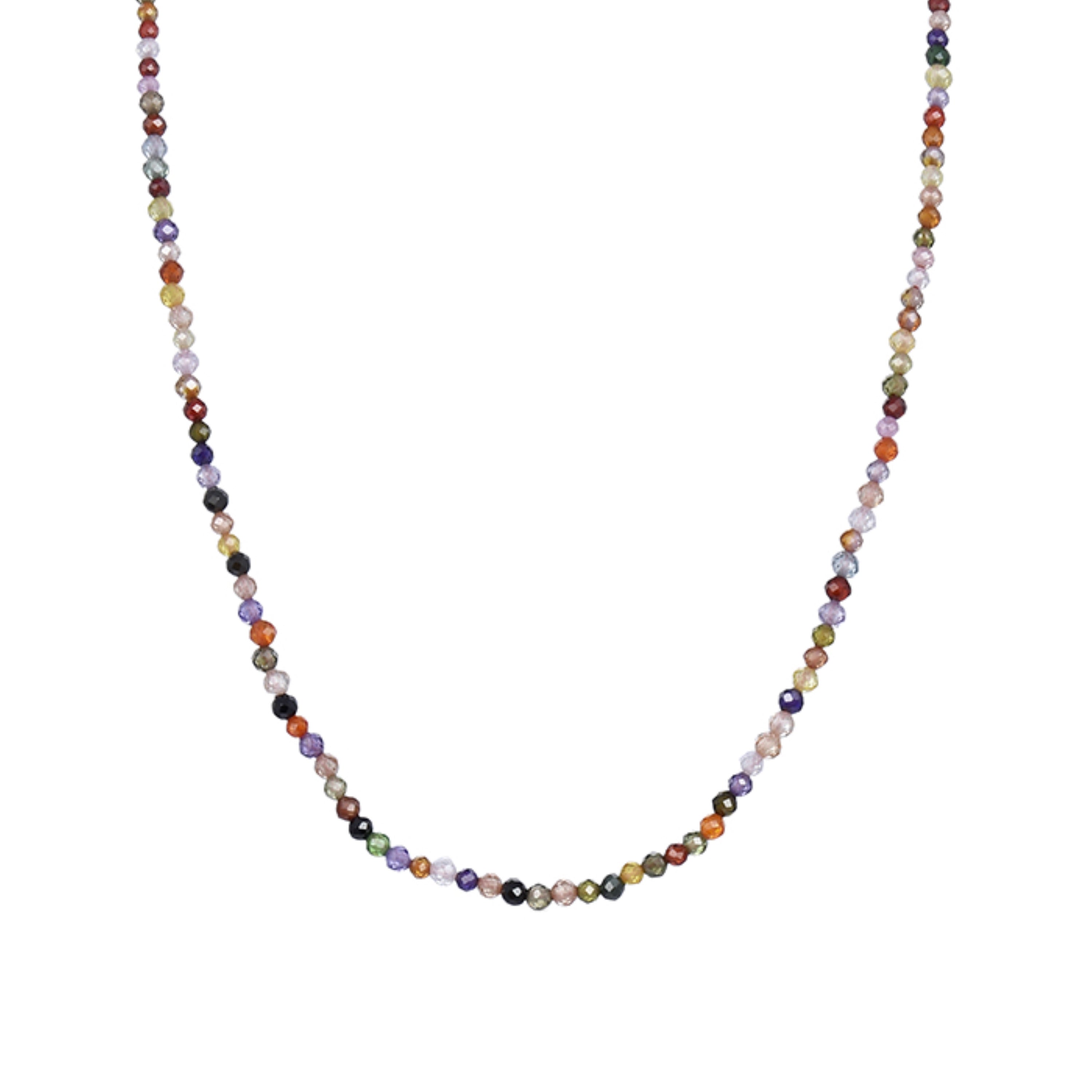 925 Sterling Silver Necklace with Multicolor Crystals Finished in 18K Yellow Gold - Ufela