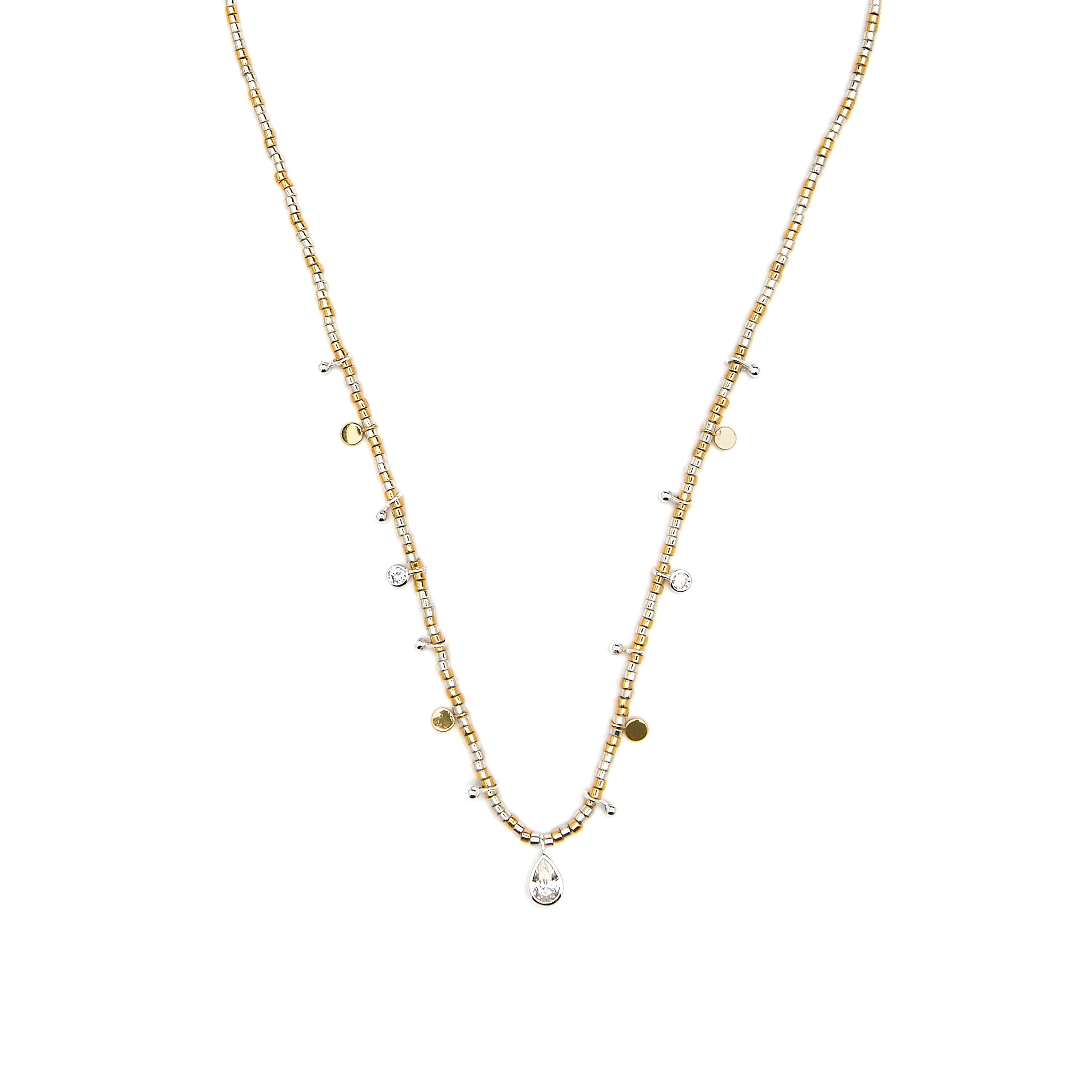 925 Sterling Silver and Brilliant Zirconia Necklace, Rhodium Finish - Erlah