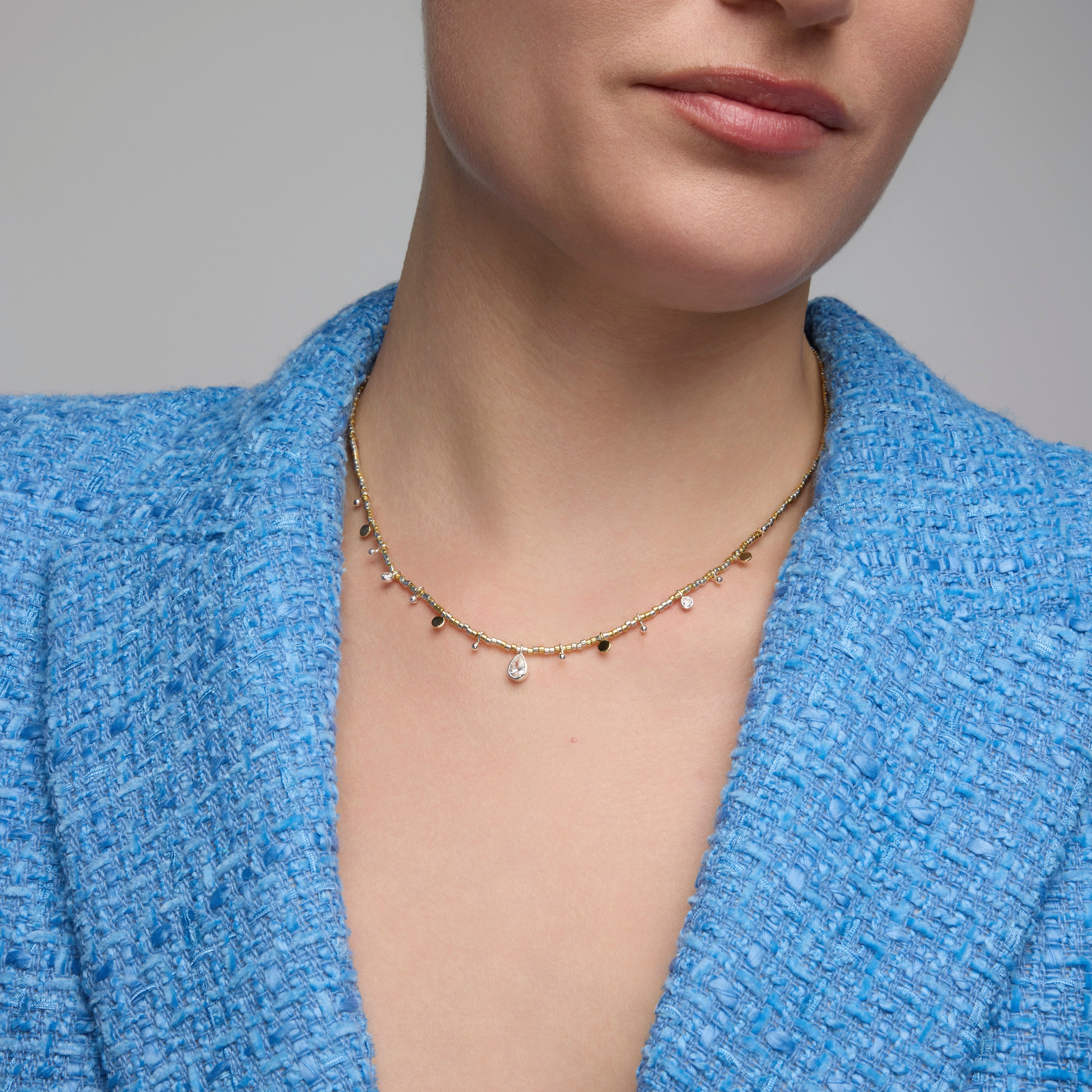 925 Sterling Silver and Brilliant Zirconia Necklace, Rhodium Finish - Erlah