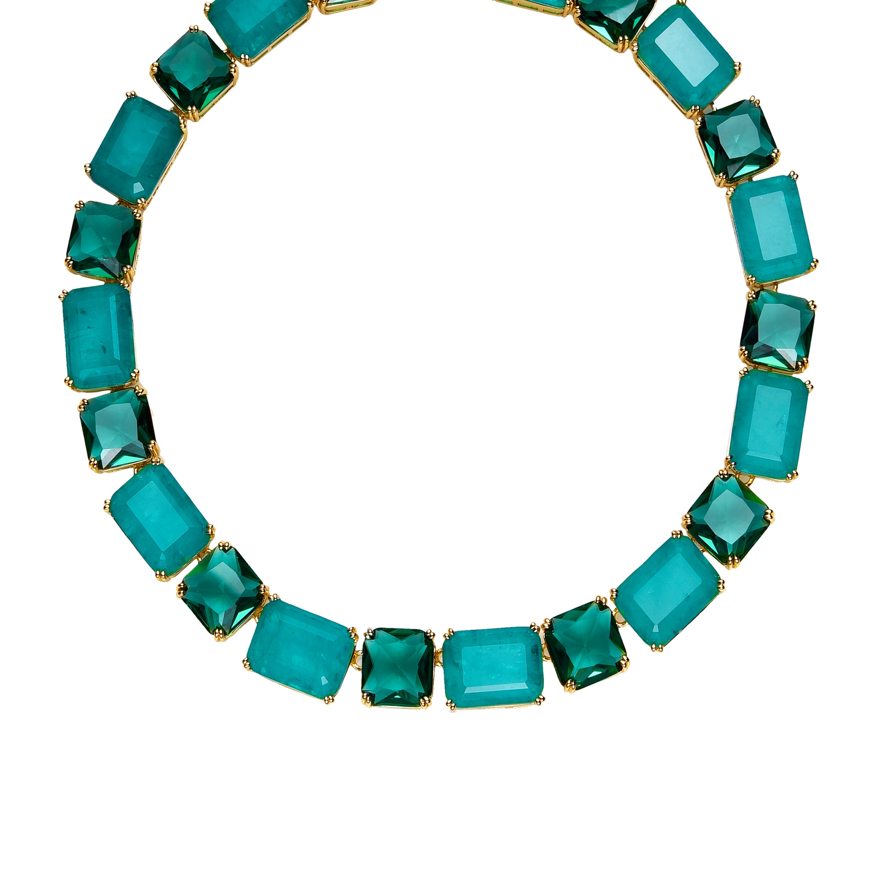 925 Sterling Silver and Paraiba Green Hydrothermal Quartz Necklace, 18k Yellow Gold Finish - Lindrak