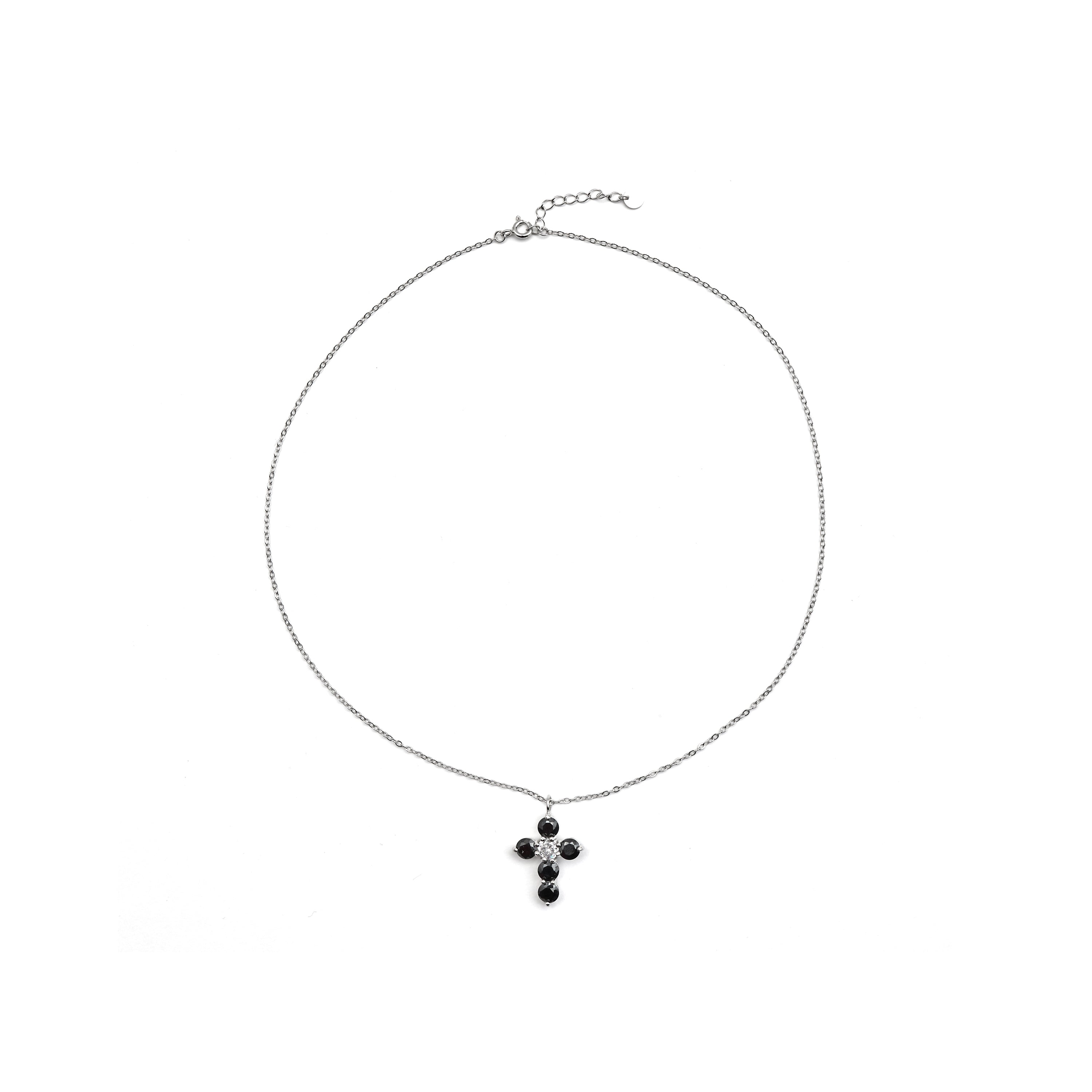Collar de Plata de Ley 925 y Circonita Onix acabado en rodio - Elha