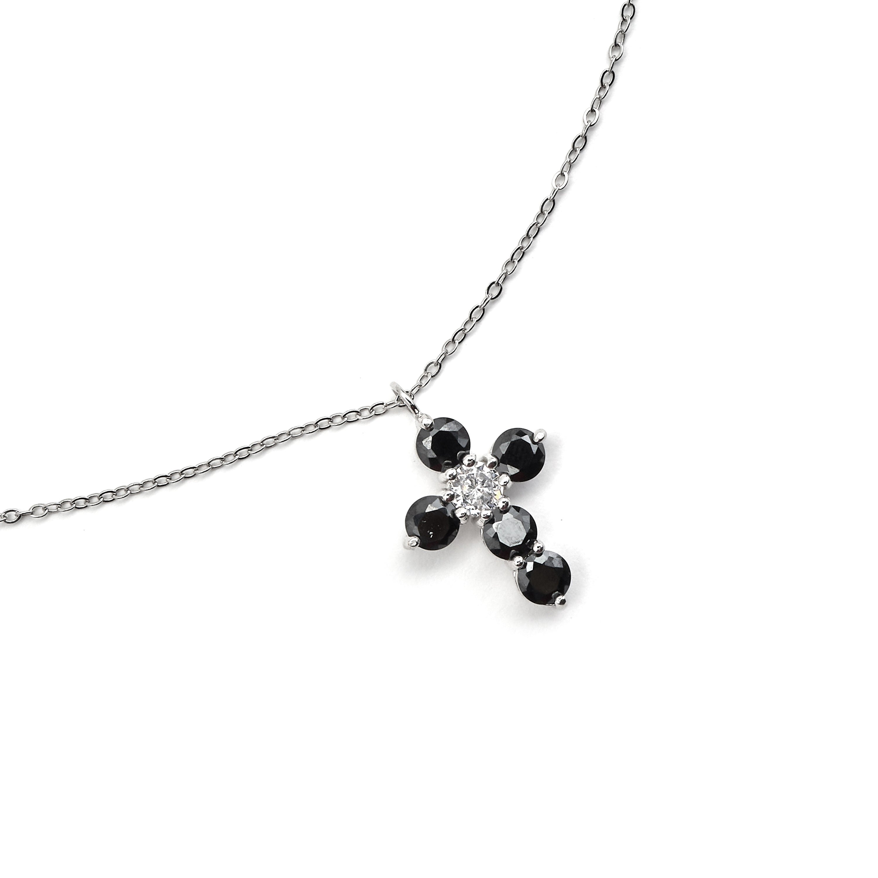 Collar de Plata de Ley 925 y Circonita Onix acabado en rodio - Elha