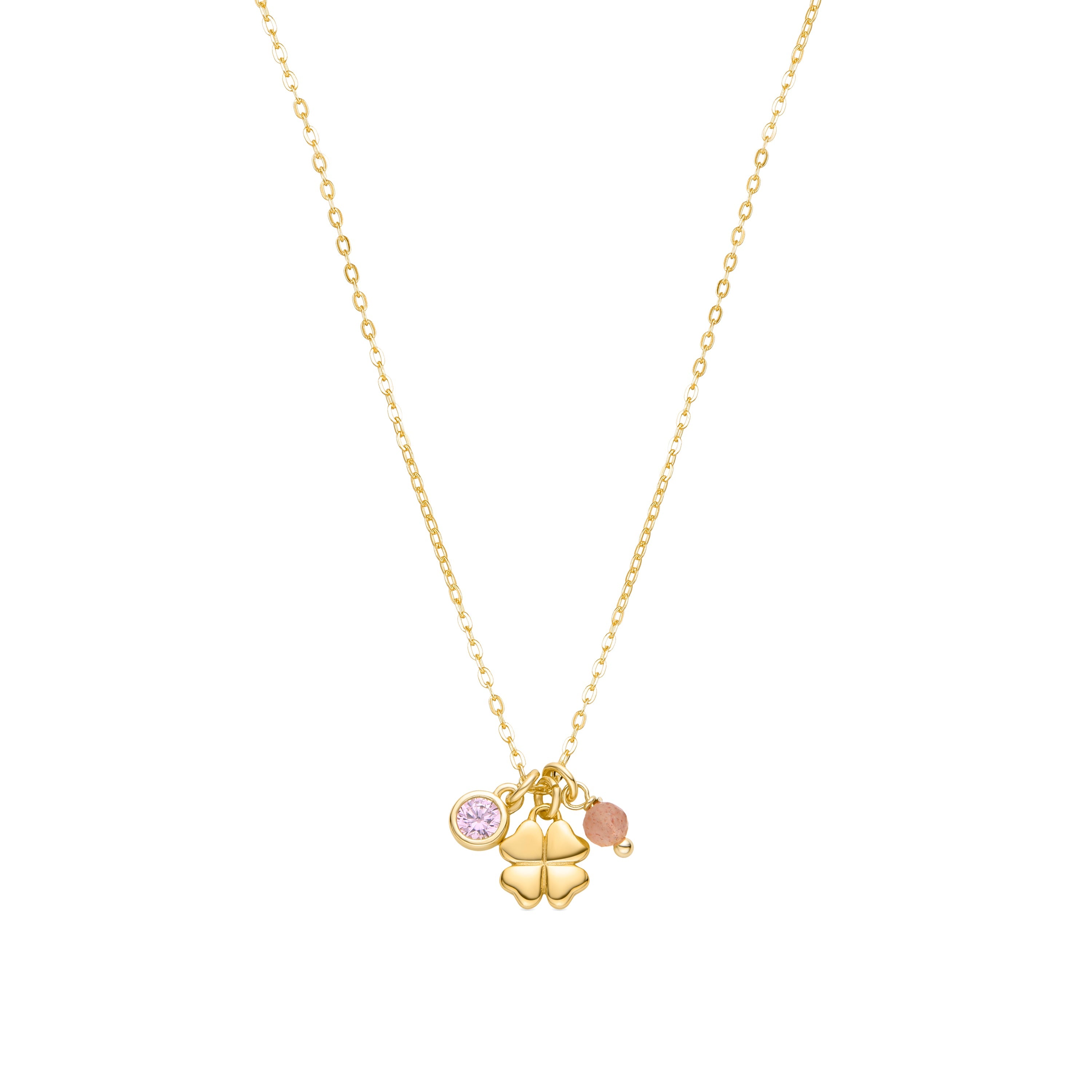 Collar de Plata de Ley 925 con Circonita Rosa acabado en oro amarillo 18K - Douala
