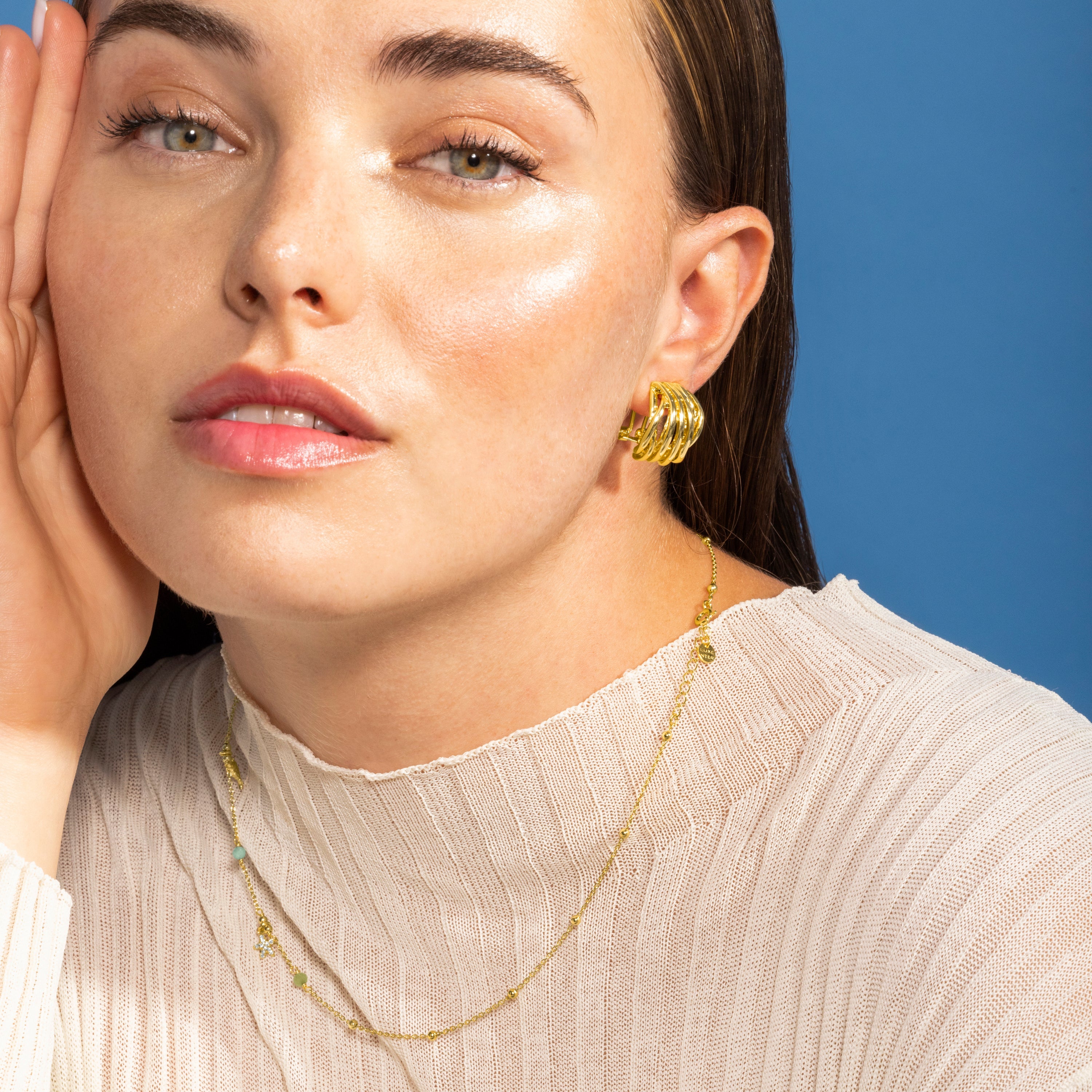 925 Sterling Silver and Multicolor Crystal Necklace finished in 18K yellow gold - Kaiquia