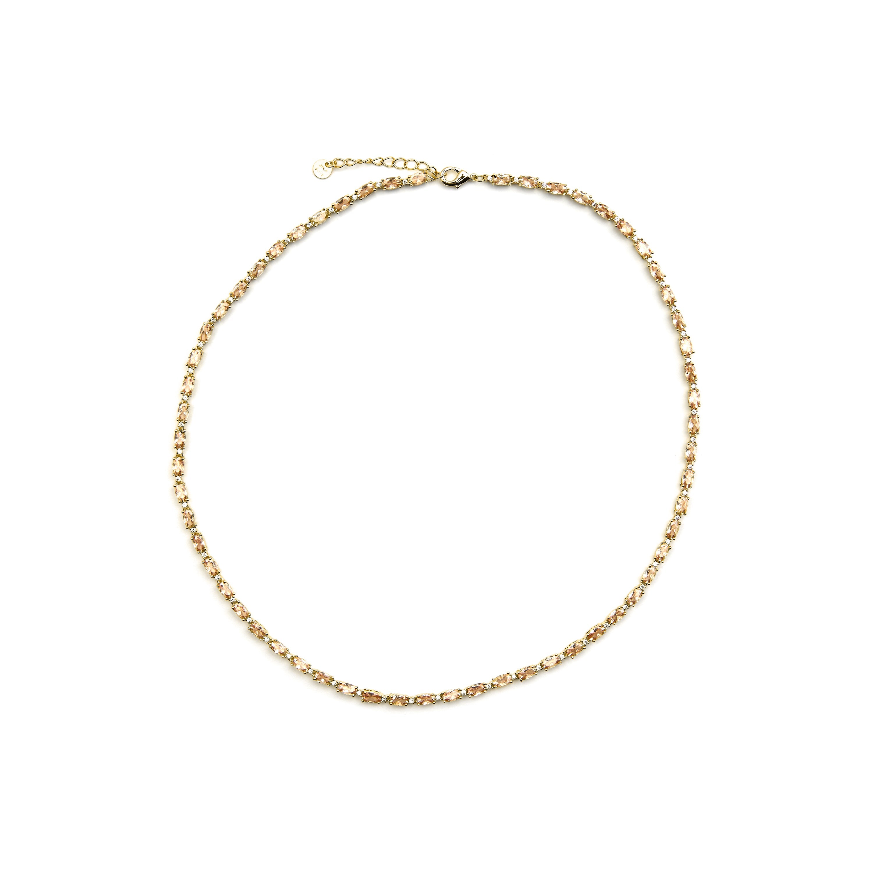 Colar Morilda em Prata de Lei 925 e Zircônia Champagne com acabamento em ouro 18k