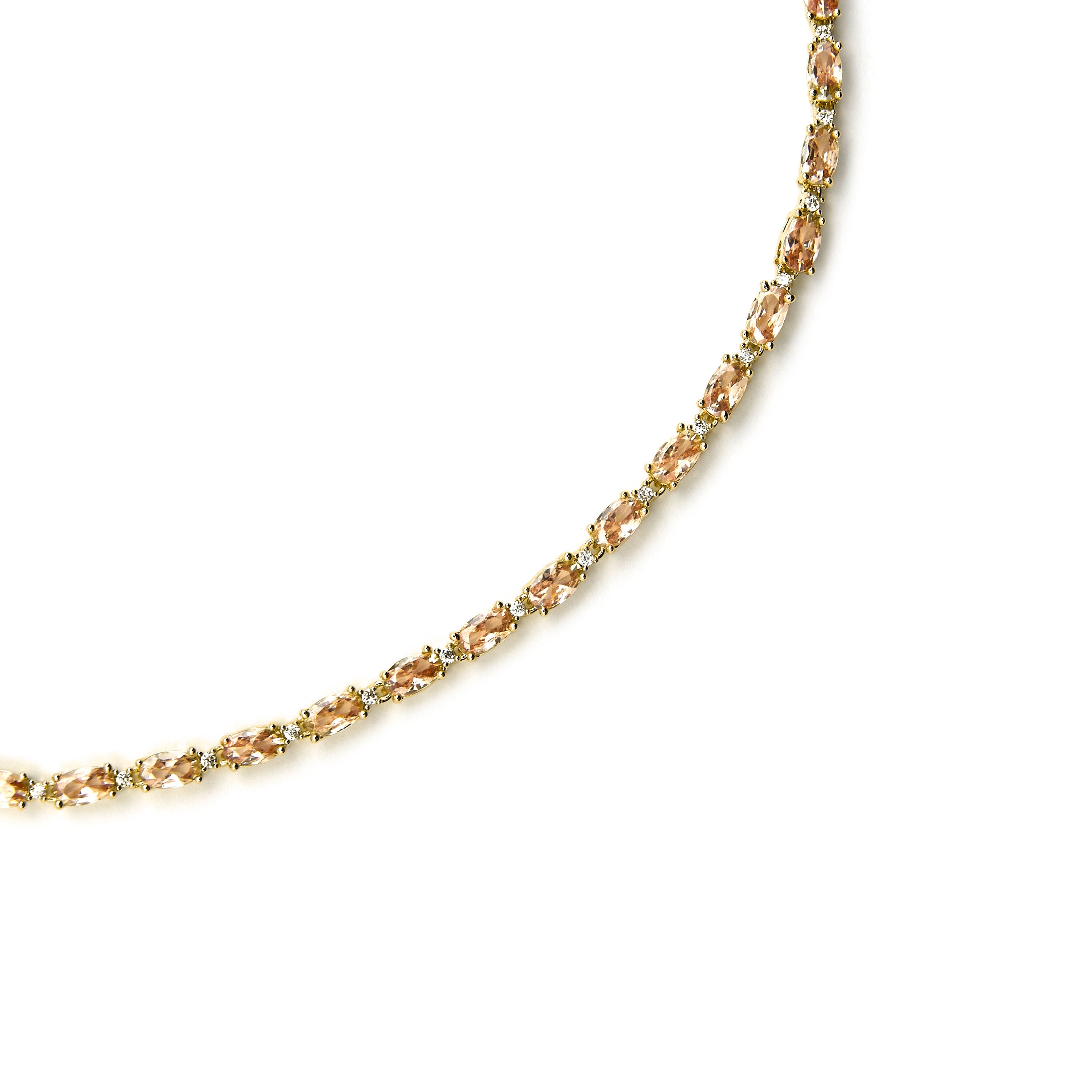 Colar Morilda em Prata de Lei 925 e Zircônia Champagne com acabamento em ouro 18k