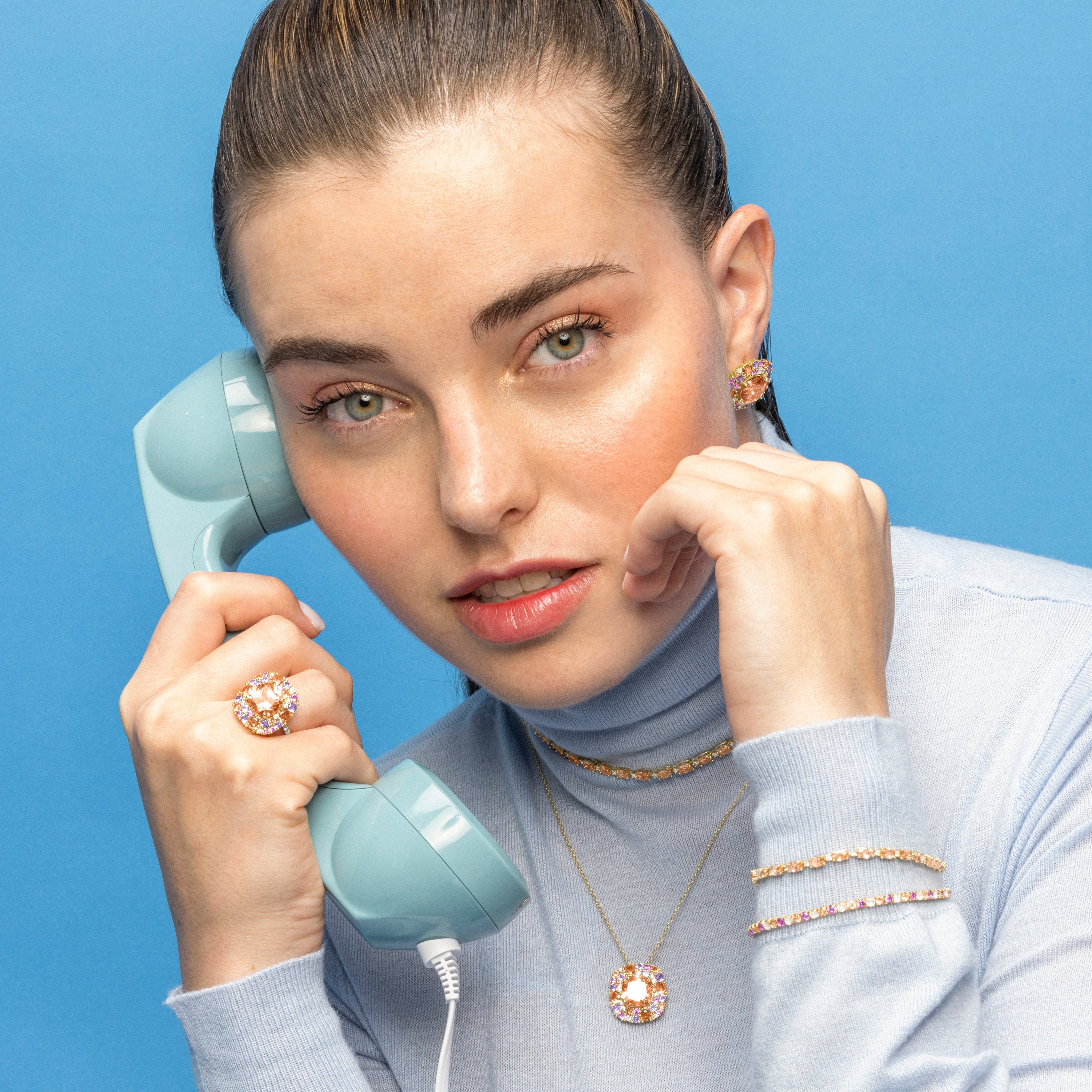 Colar Morilda em Prata de Lei 925 e Zircônia Champagne com acabamento em ouro 18k