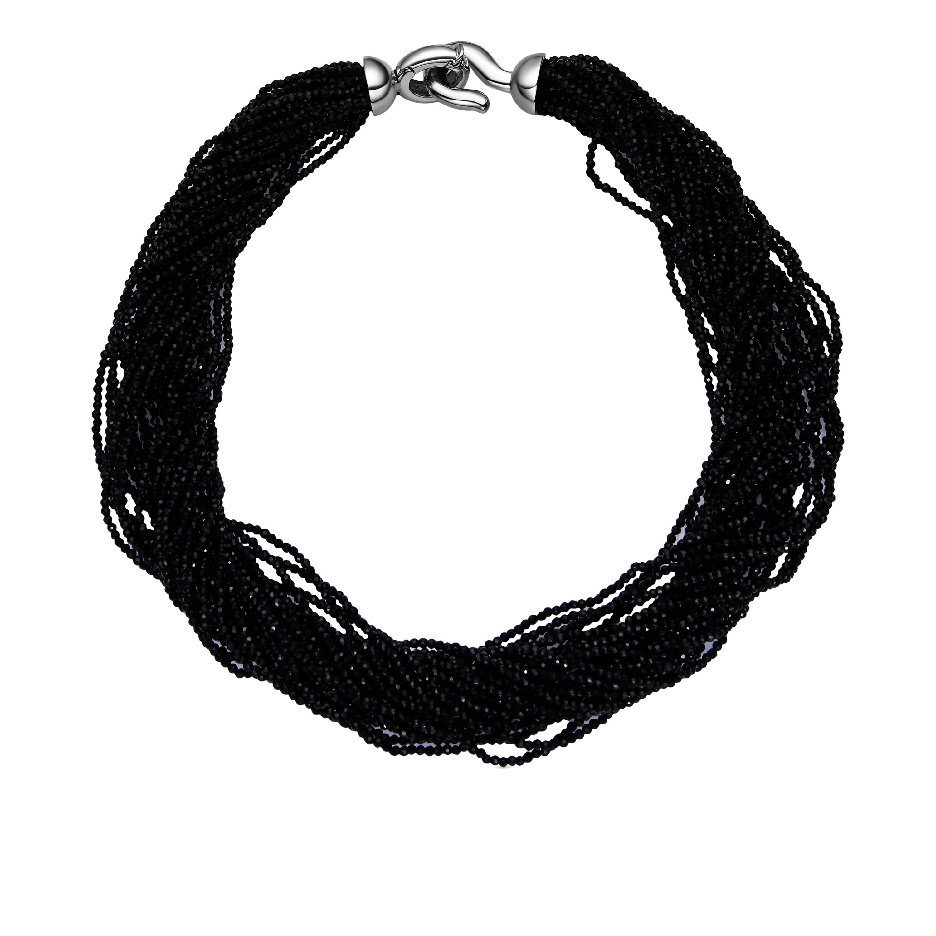 Collar de Plata de Ley 925 y Cristal Negro acabado rodio - Kibak