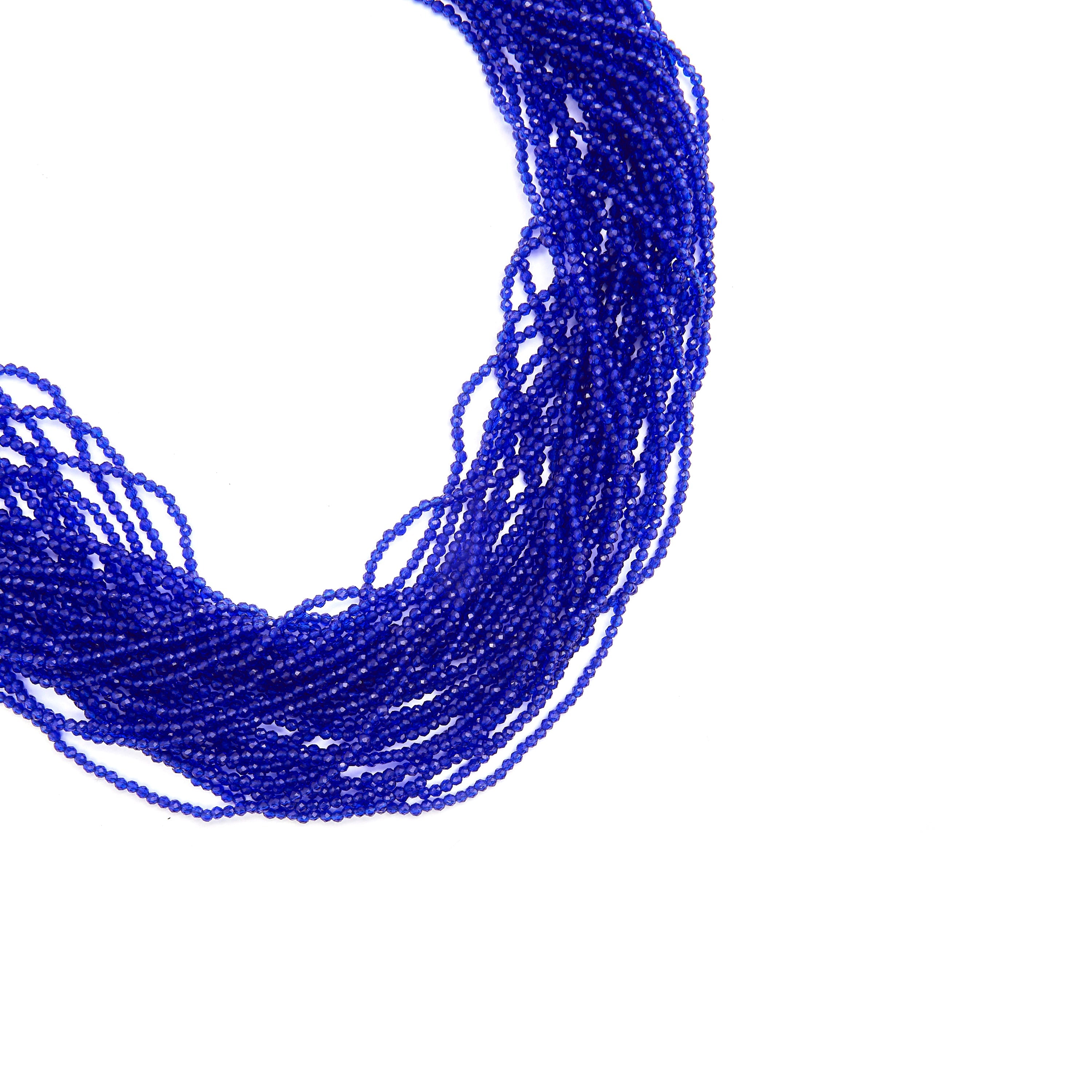 Dark Blue Crystal Necklace with rhodium finish - Kibak