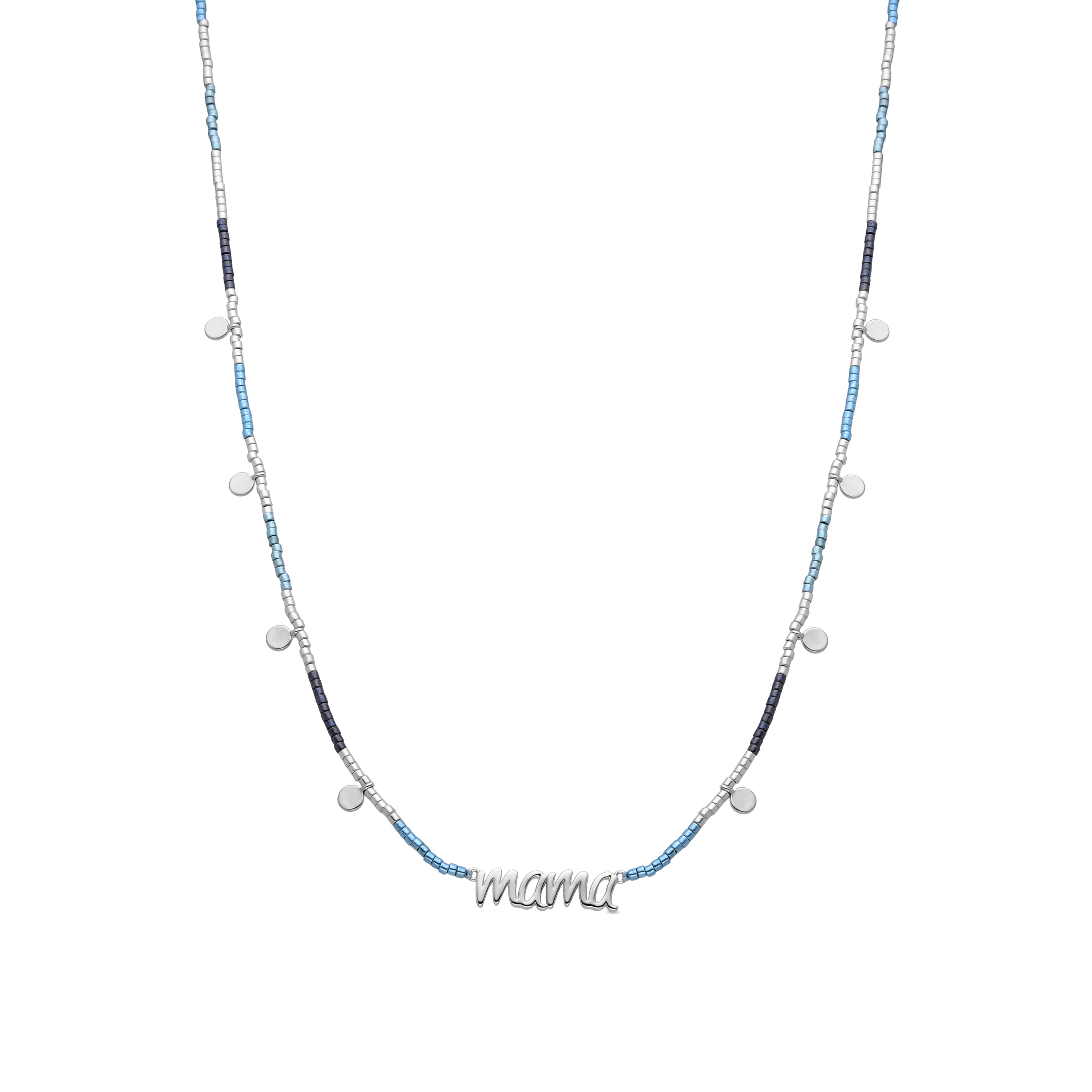925 Sterling Silver and Multicolor Crystal Necklace with Rhodium Finish - Mama