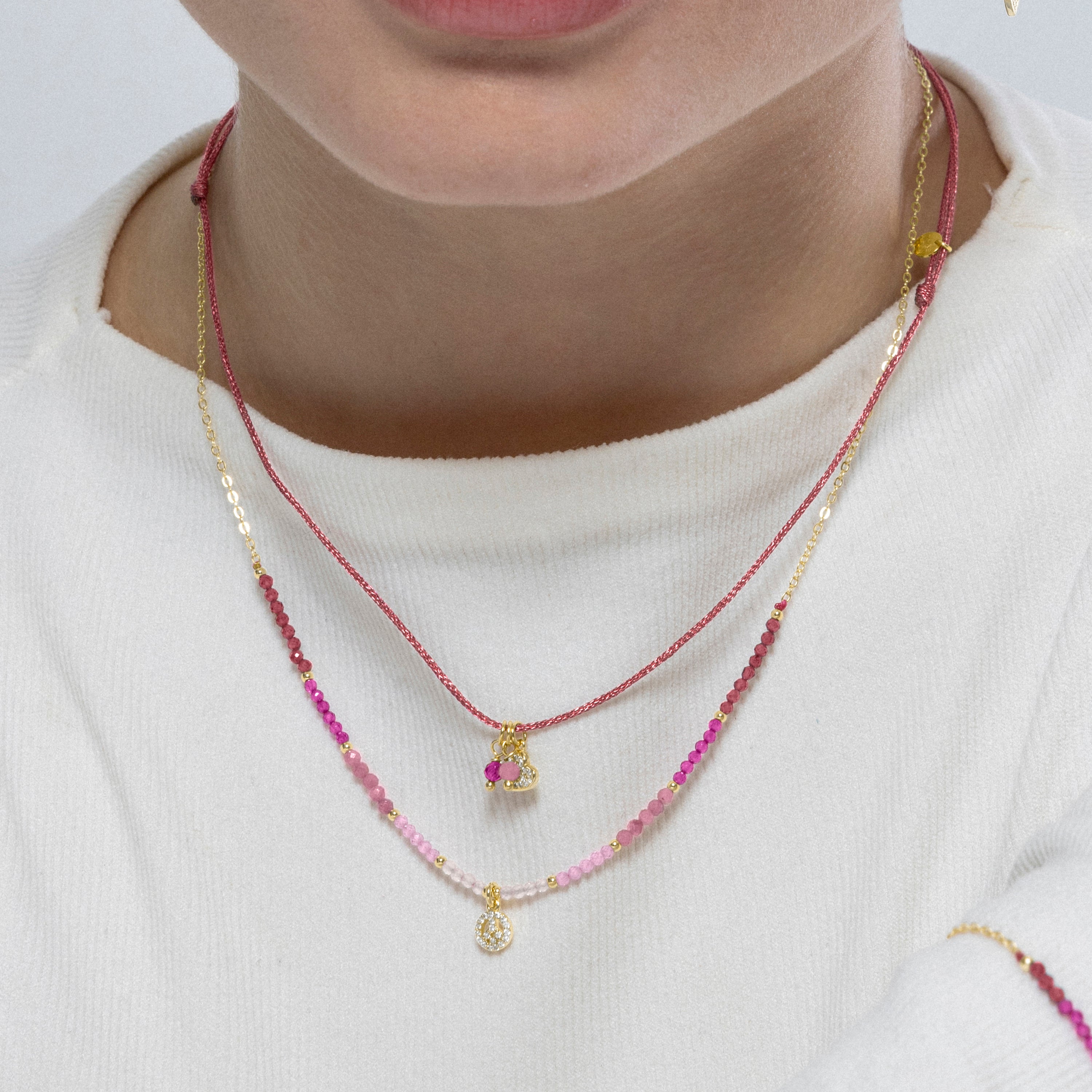 925 Sterling Silver and Brilliant Zirconia Necklace finished in 18k yellow gold - Zase