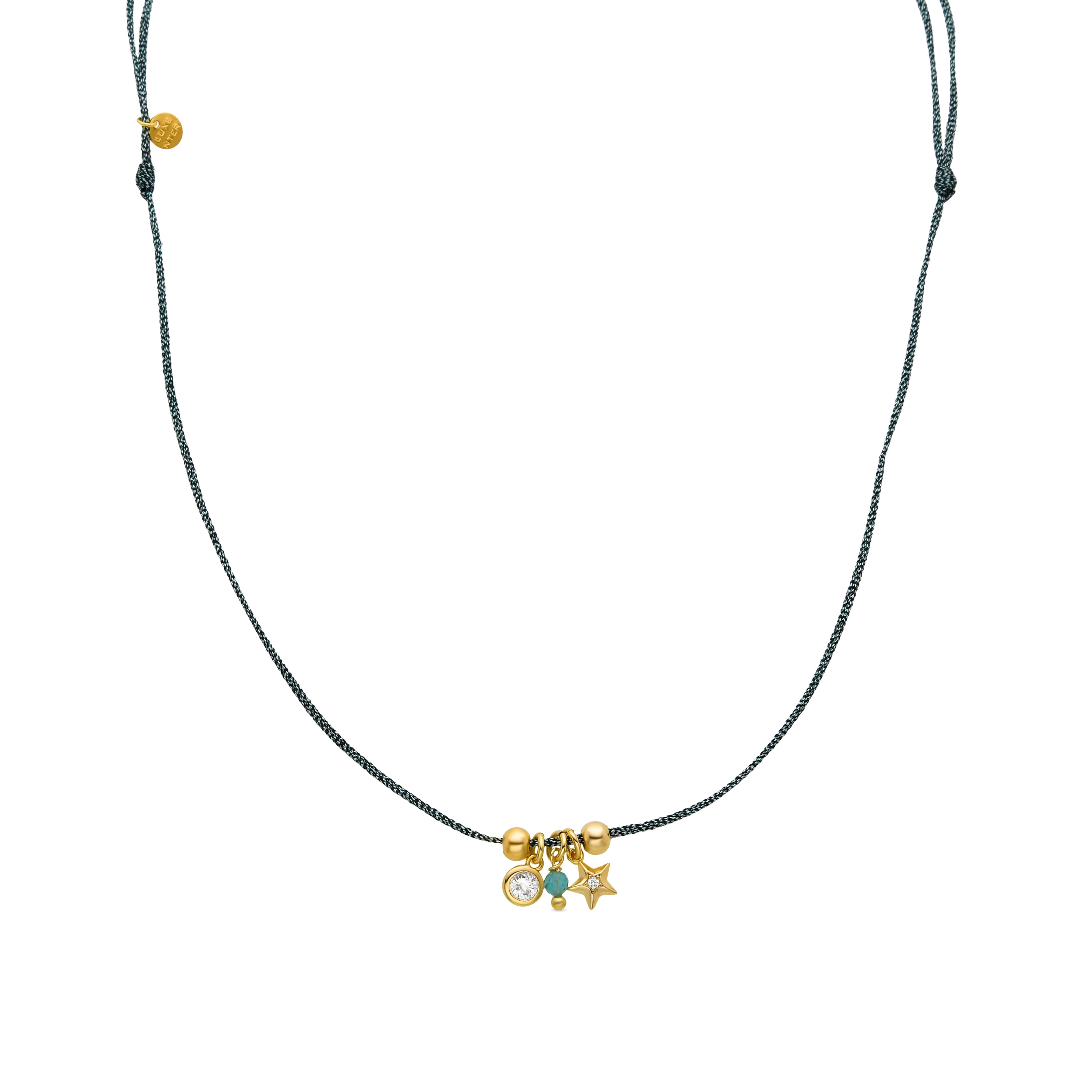 925 Sterling Silver and Brilliant Zirconia Necklace finished in 18K yellow gold - Mosat