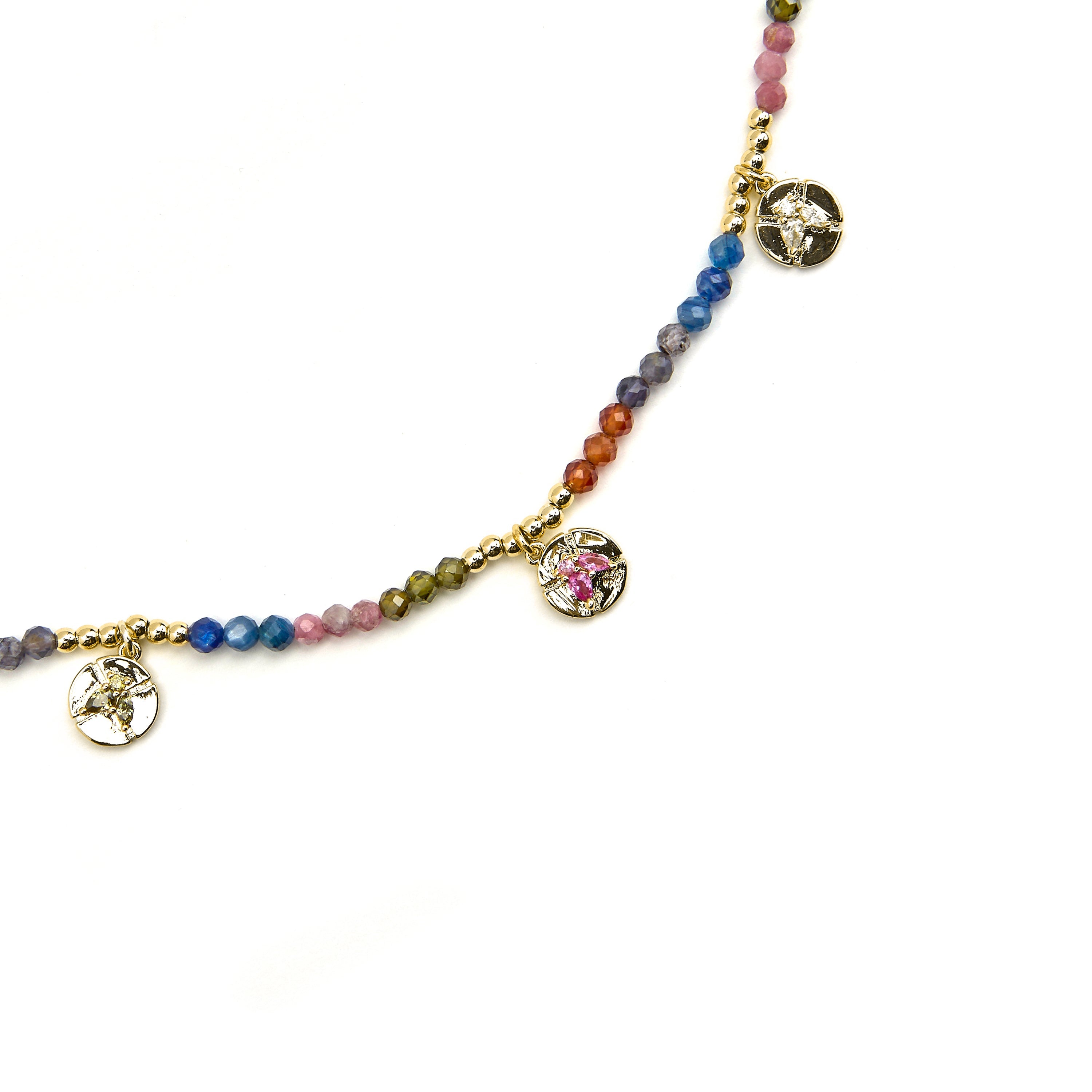 Colar de Prata 925 com Cristal Multicolorido e banho de ouro 18k - Ufore