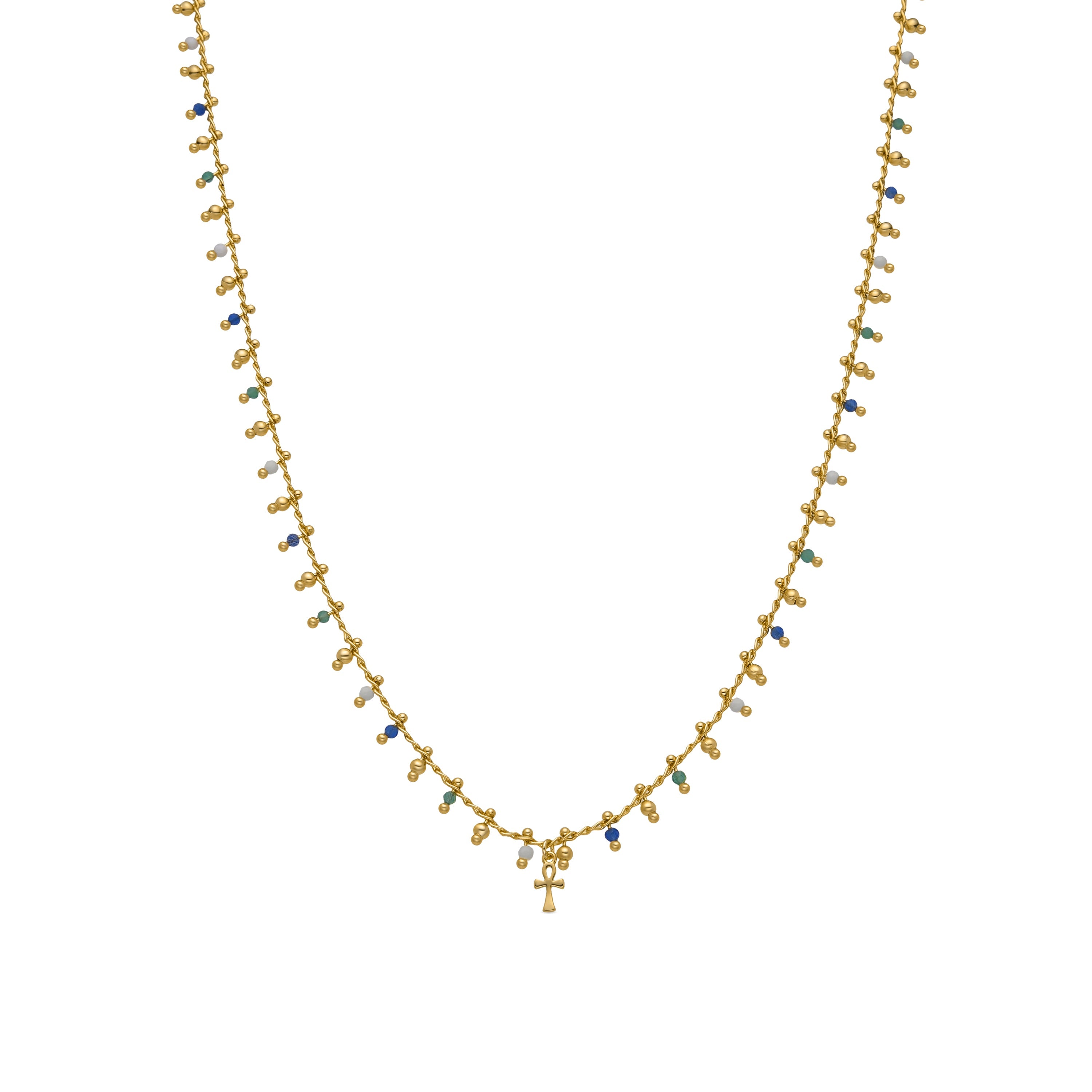 925 Sterling Silver and Multicolor Crystal Necklace with 18k Gold Finish - Kalau
