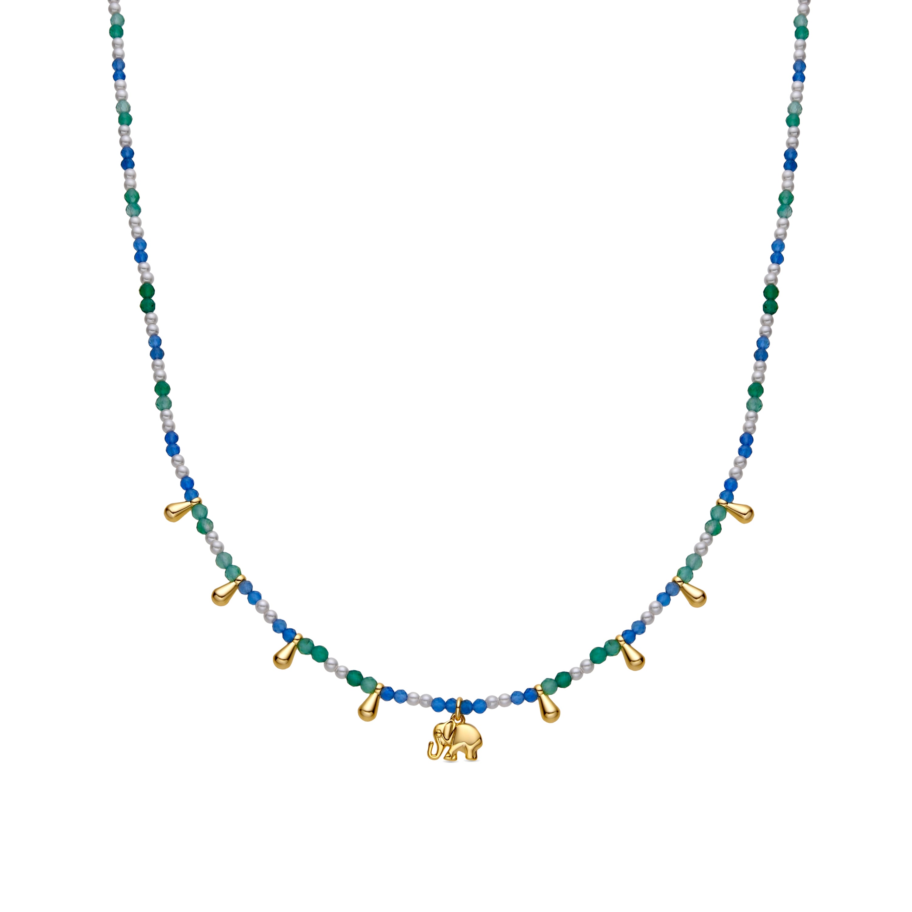 925 Sterling Silver and Dark Blue Crystal Necklace with 18k Gold Finish - Dirhum