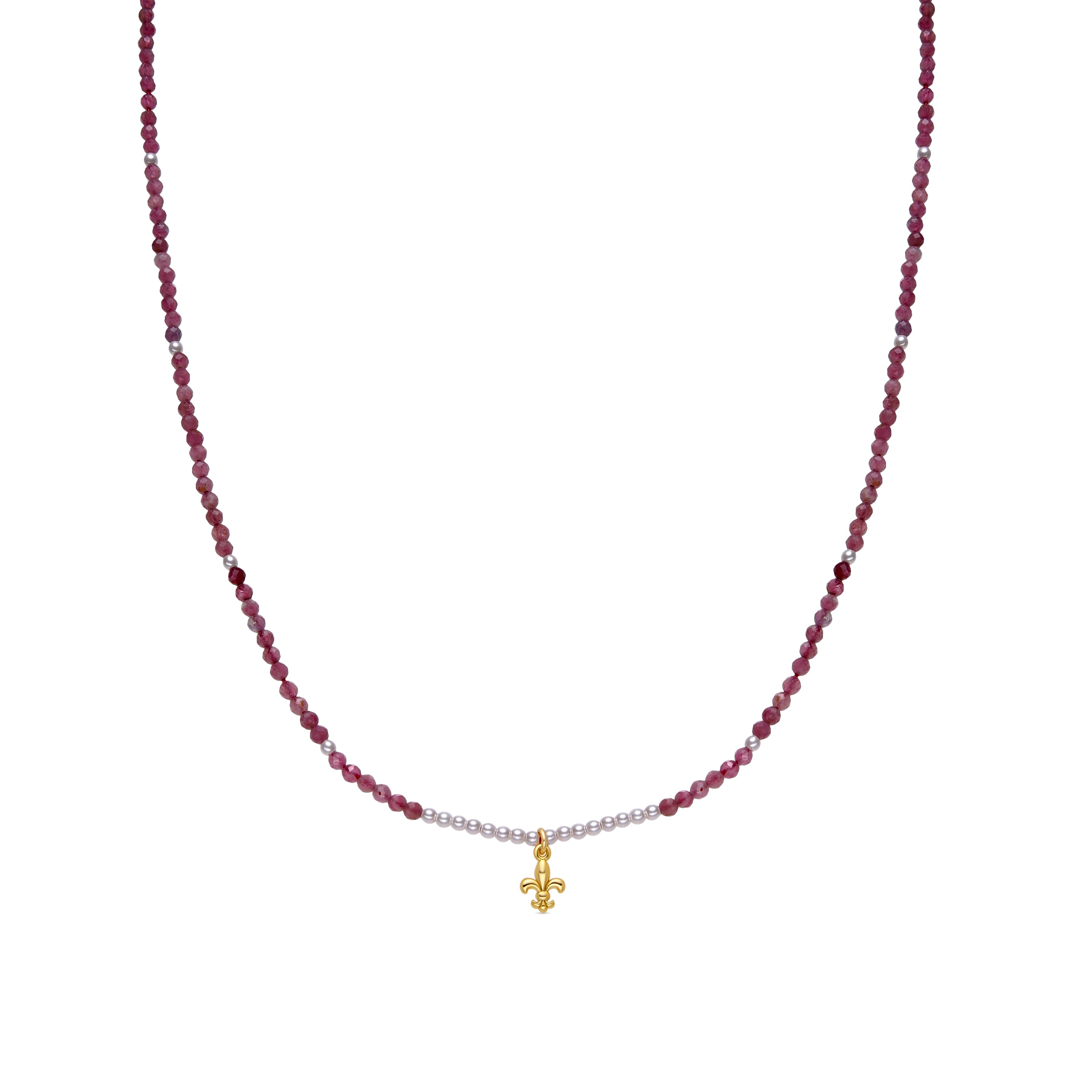 925 Sterling Silver and Pink Crystal Necklace with 18k Gold Finish - Atlo