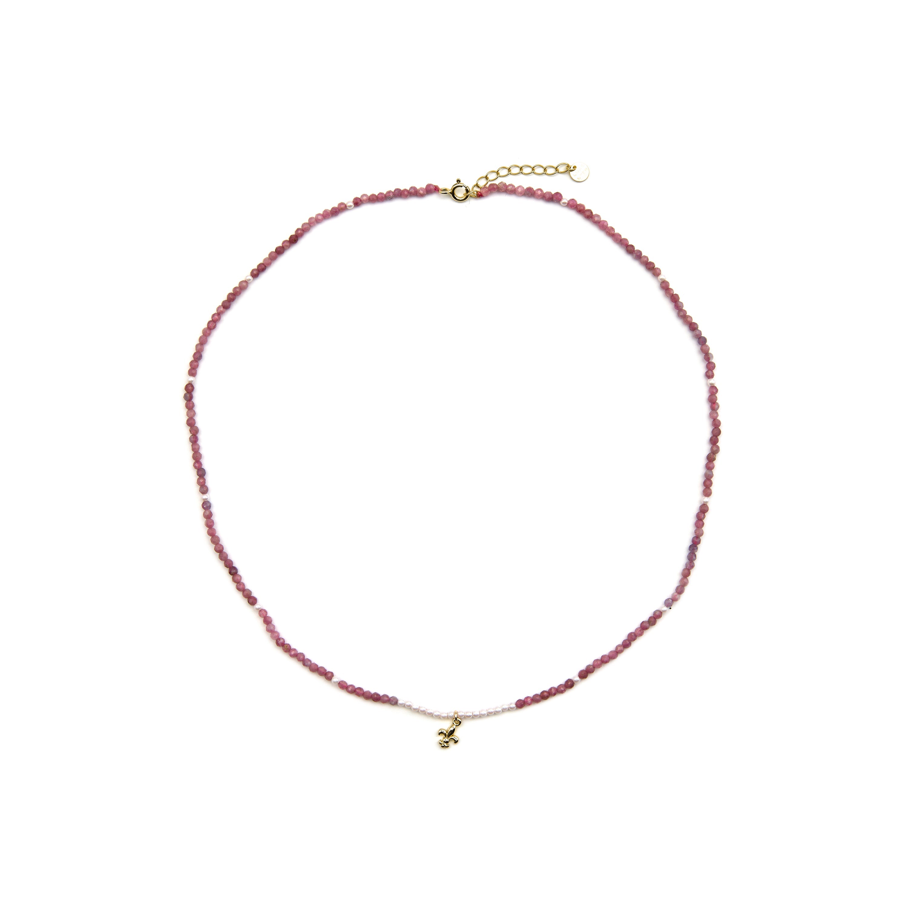 925 Sterling Silver and Pink Crystal Necklace with 18k Gold Finish - Atlo
