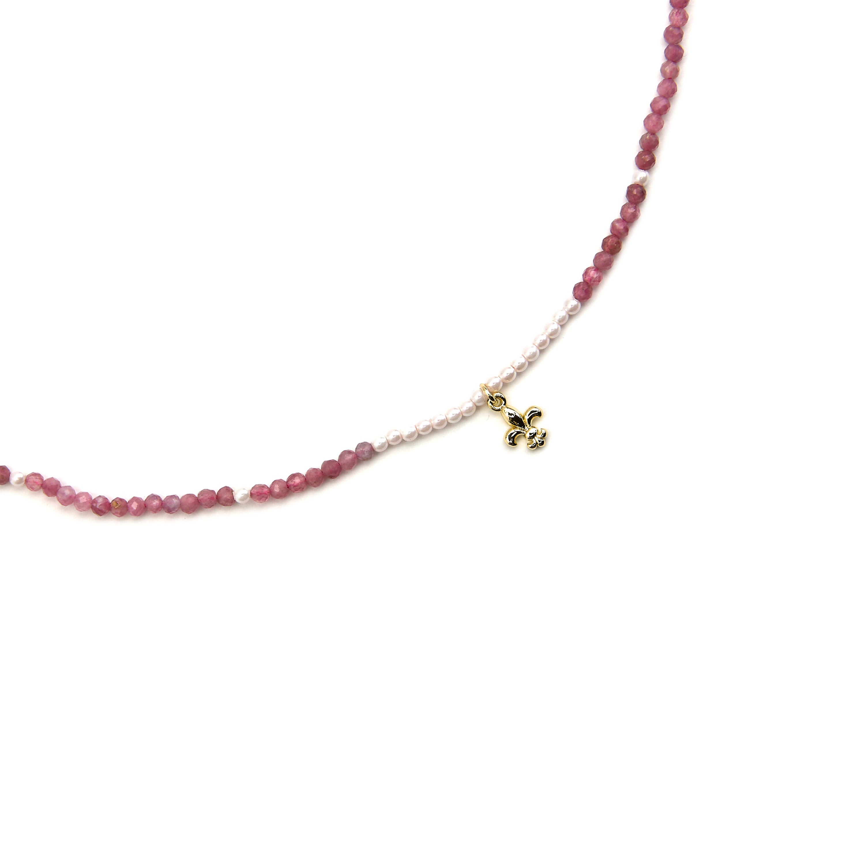925 Sterling Silver and Pink Crystal Necklace with 18k Gold Finish - Atlo