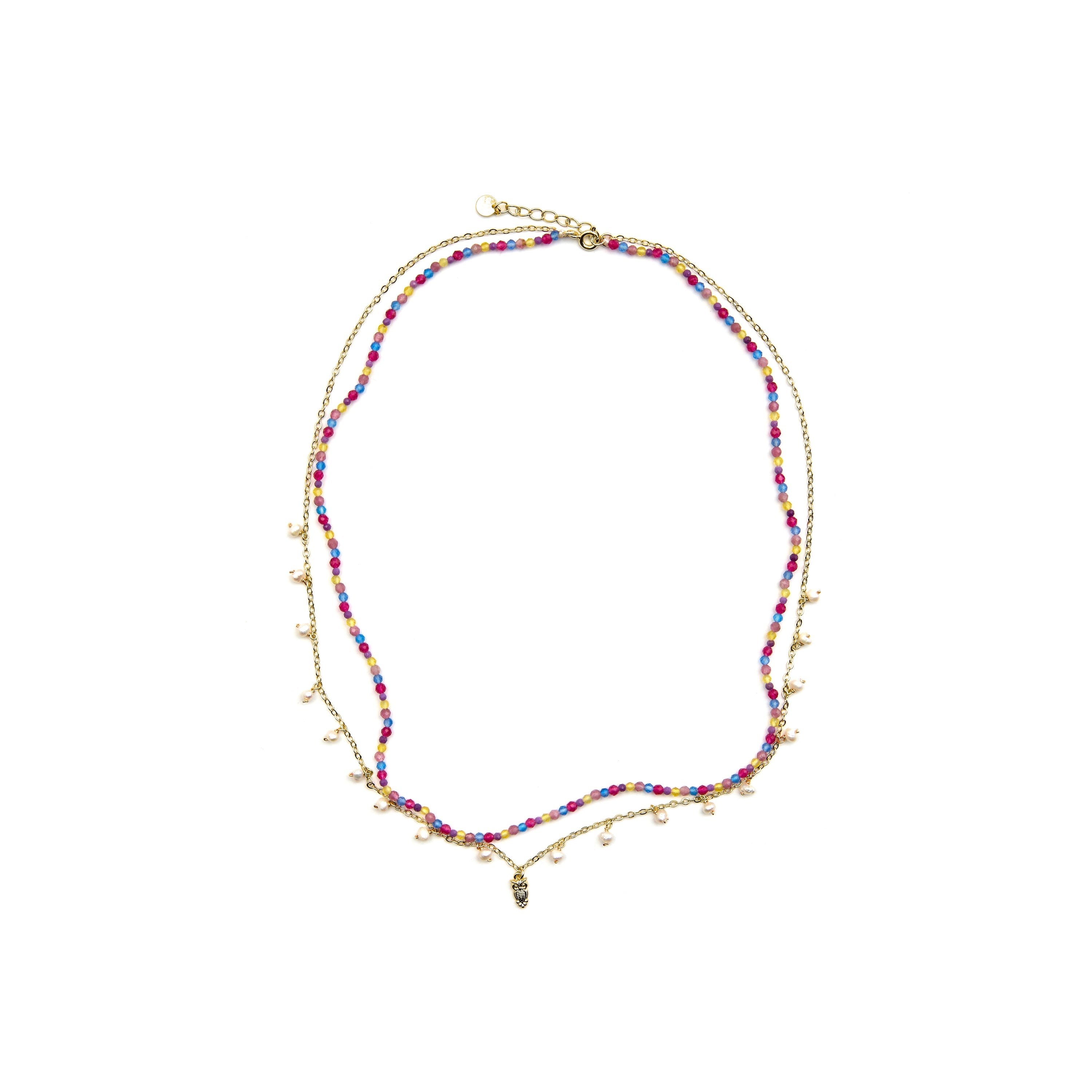 Colar em Prata 925 e Cristal Multicolorido com acabamento em ouro 18k - Niarz