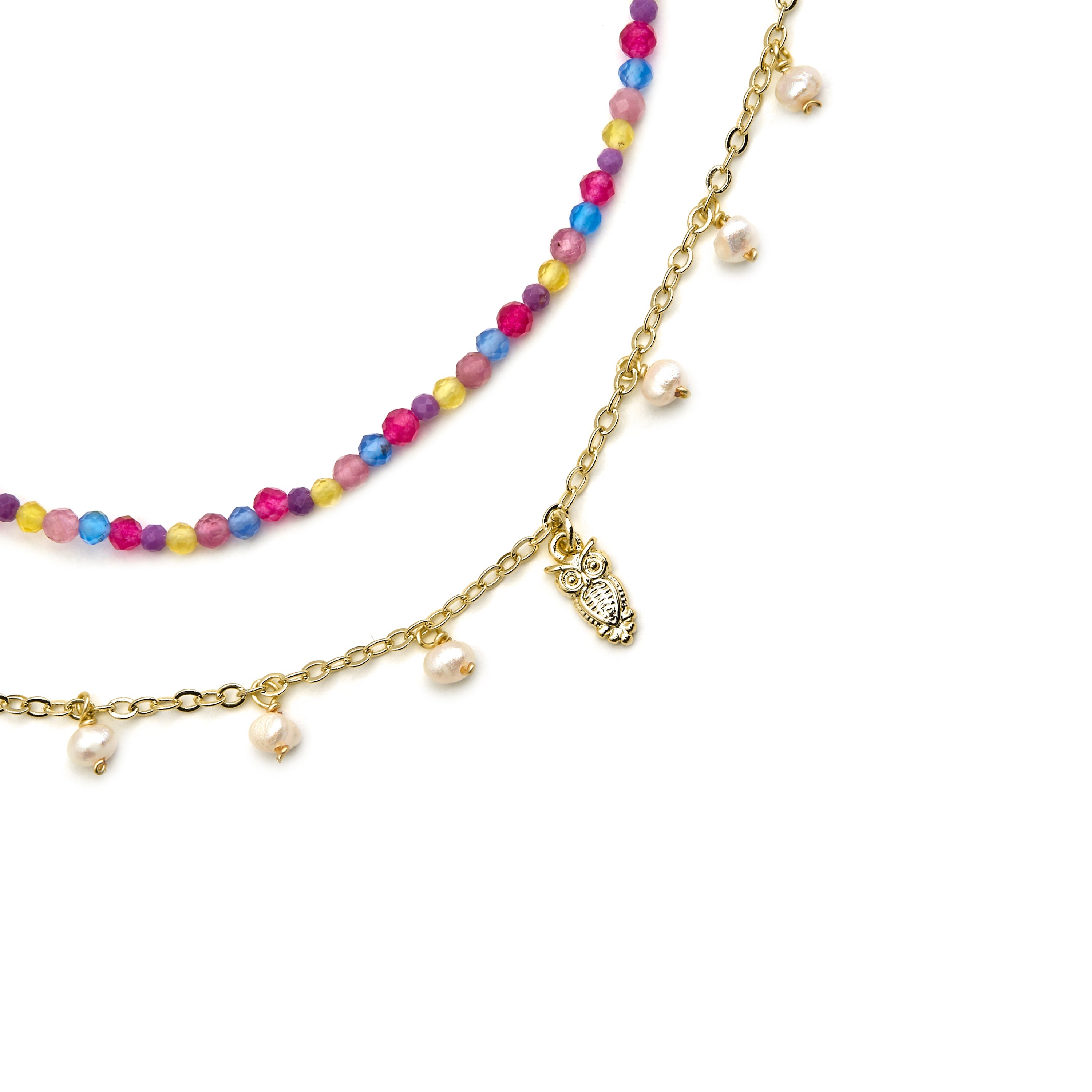 Colar em Prata 925 e Cristal Multicolorido com acabamento em ouro 18k - Niarz