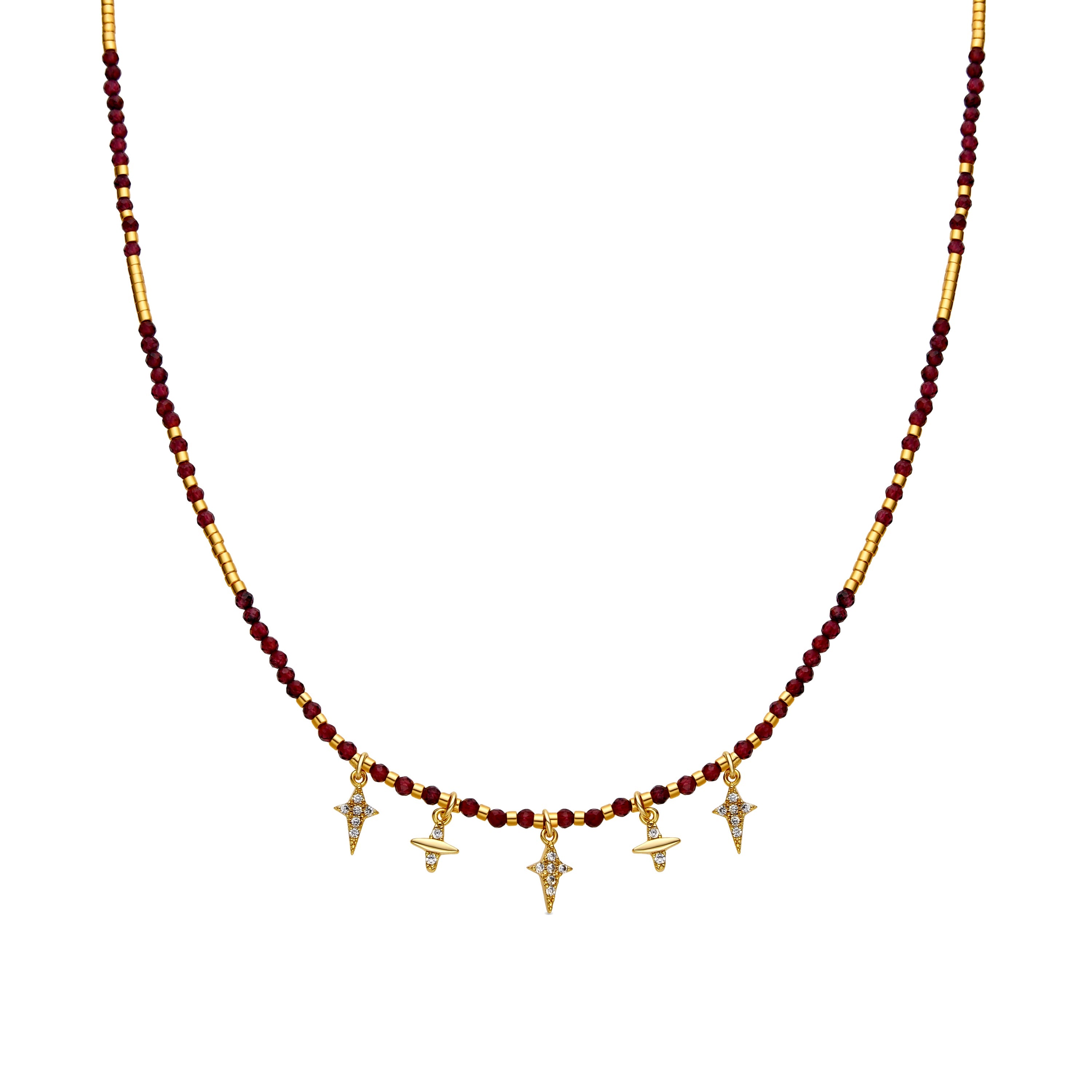 925 Sterling Silver and Brilliant Zirconia Necklace, 18k Gold Finish - Paila